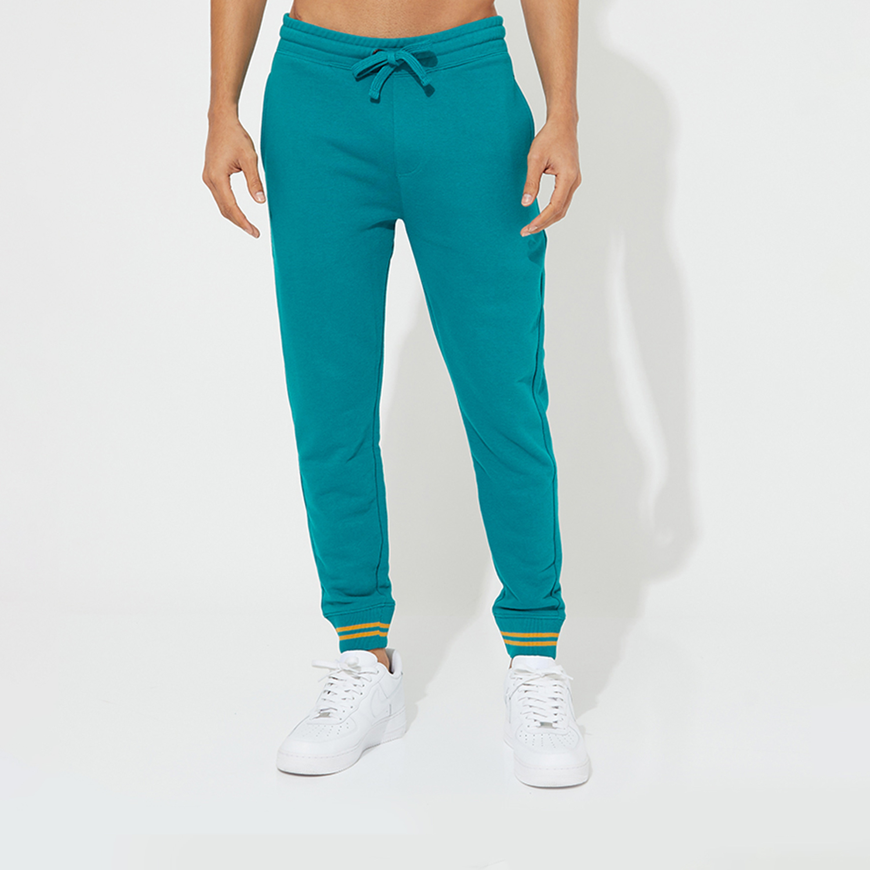 ايروبوستيل- بنطلون رياضي محبوك سادة بخصر مرن ورباط سحب للرجال-men-clothing-bottoms-joggers-image-5