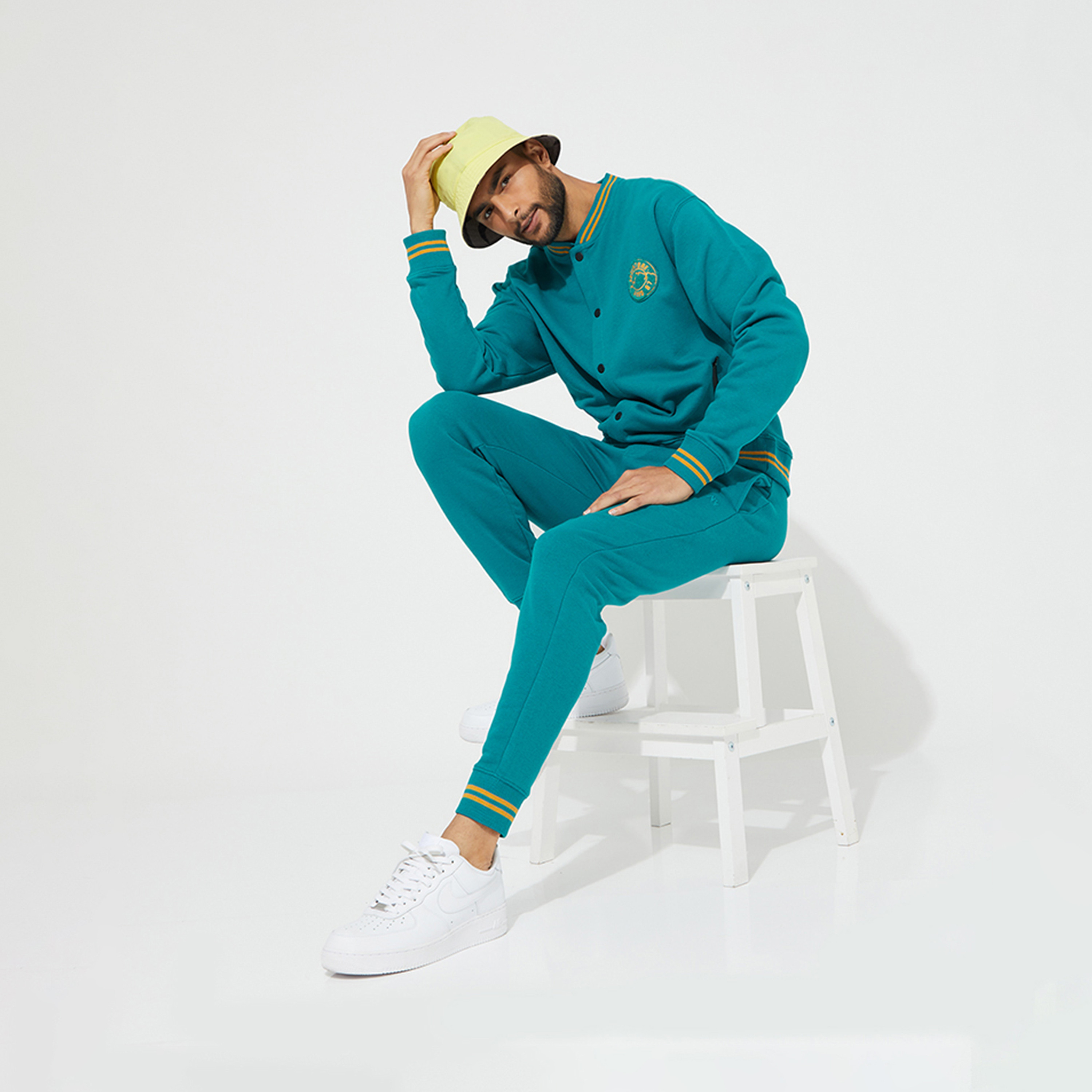 ايروبوستيل- بنطلون رياضي محبوك سادة بخصر مرن ورباط سحب للرجال-men-clothing-bottoms-joggers-image-6