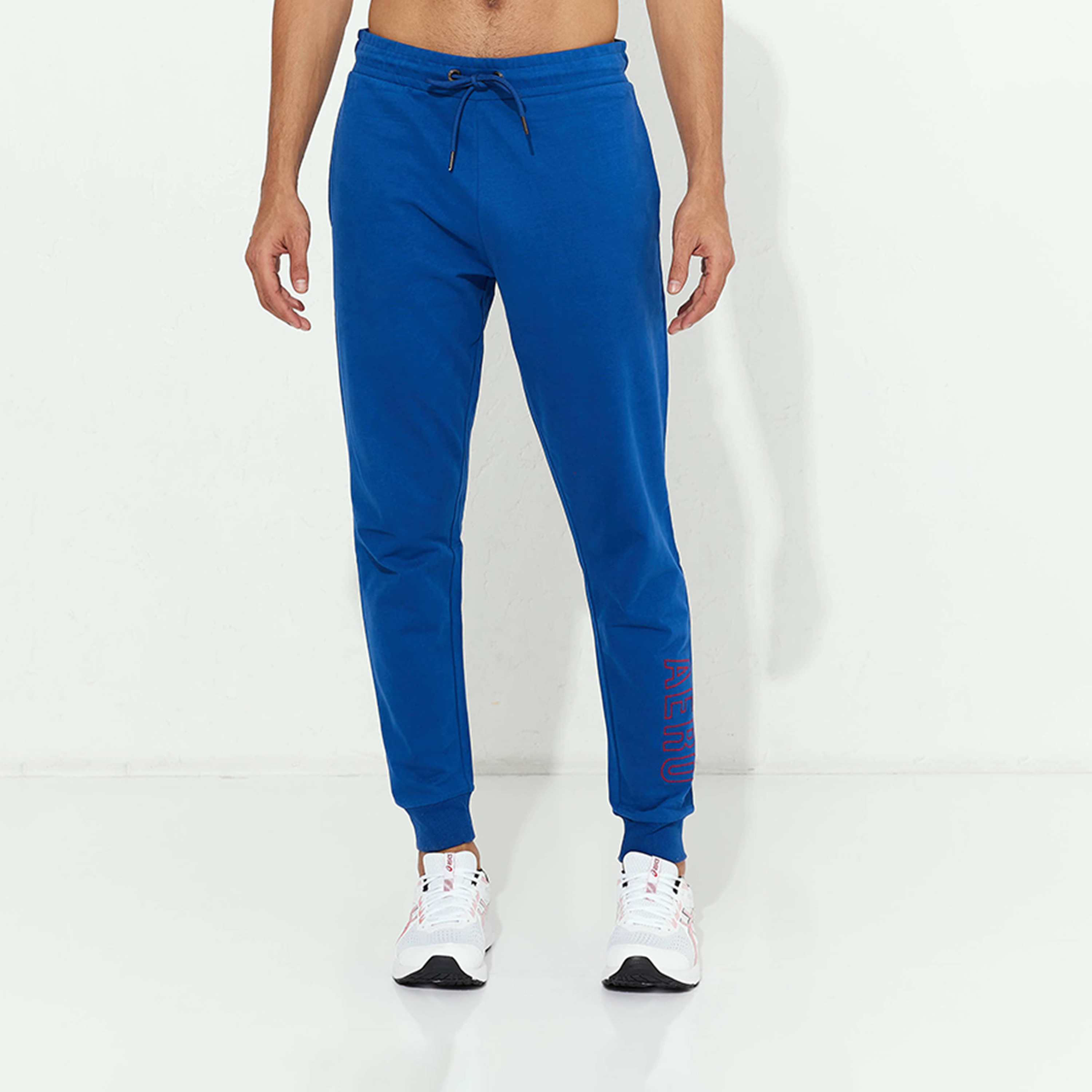 ايروبوستيل- بنطلون رياضي محبوك سادة بخصر مرن ورباط سحب للرجال-men-clothing-bottoms-joggers-image-5