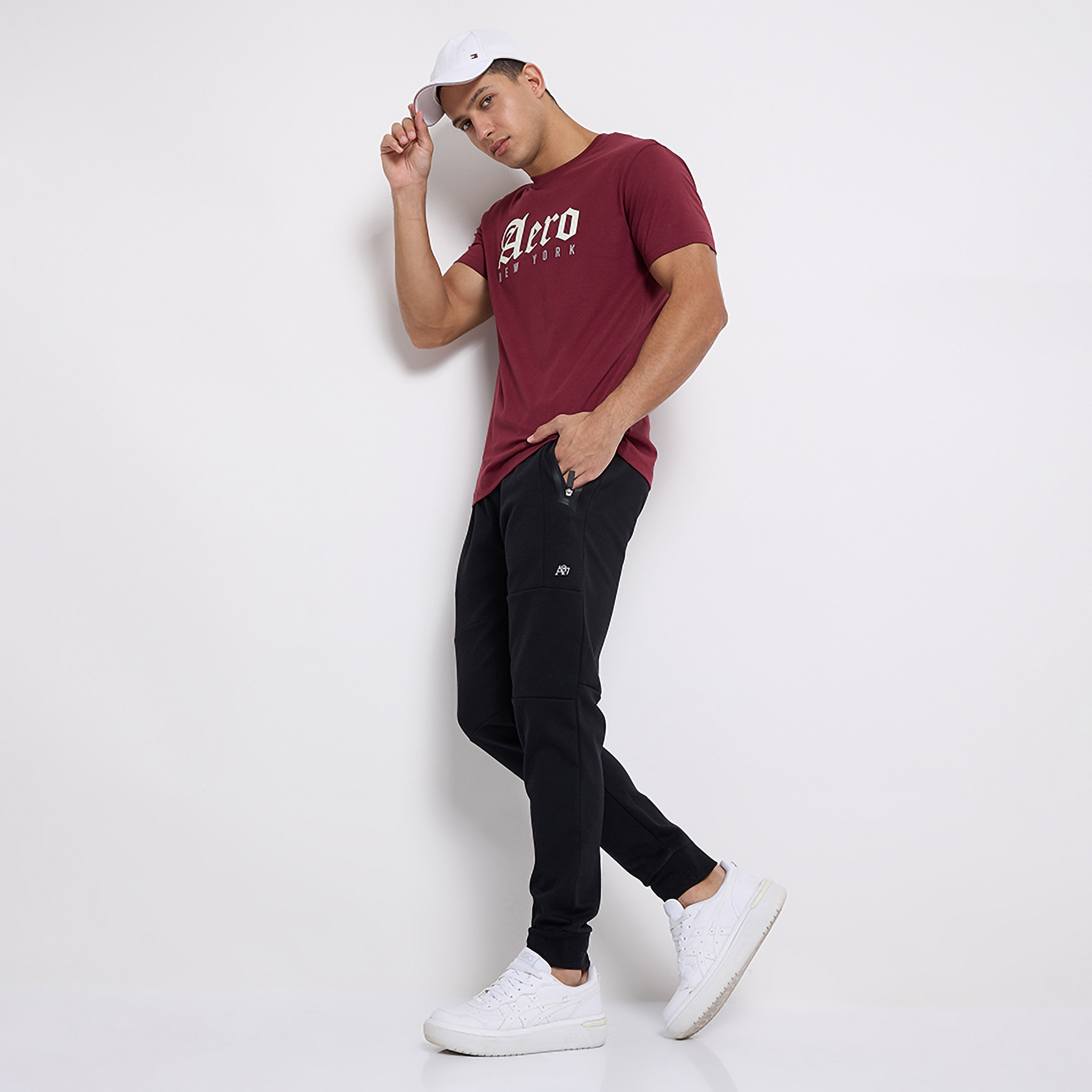 Aeropostale Plain Mid Rise Drawstring Joggers-men-clothing-bottoms-joggers-image-2