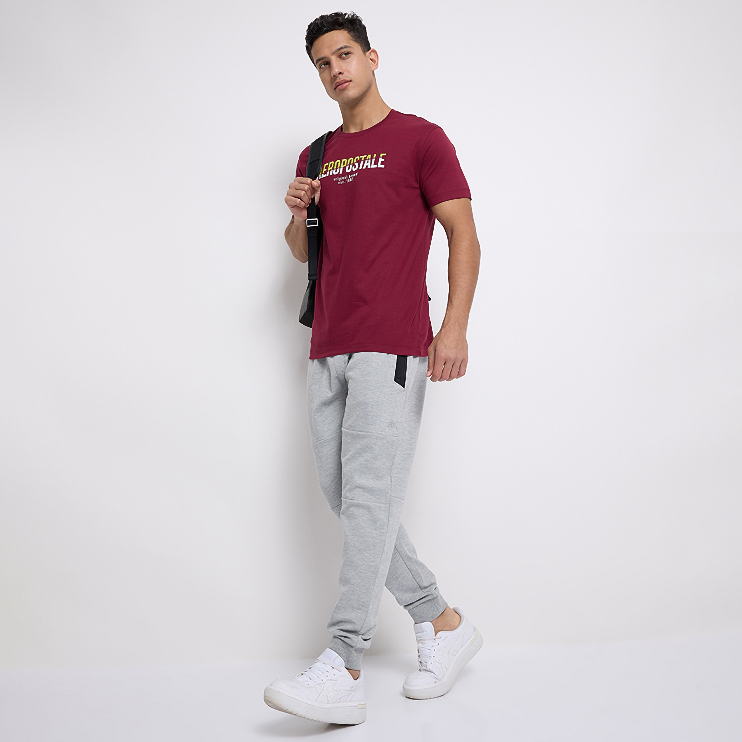 جوغر من ايروبوستال سادة برباط ذو متوسط الارتفاع-men-clothing-bottoms-joggers-image-1