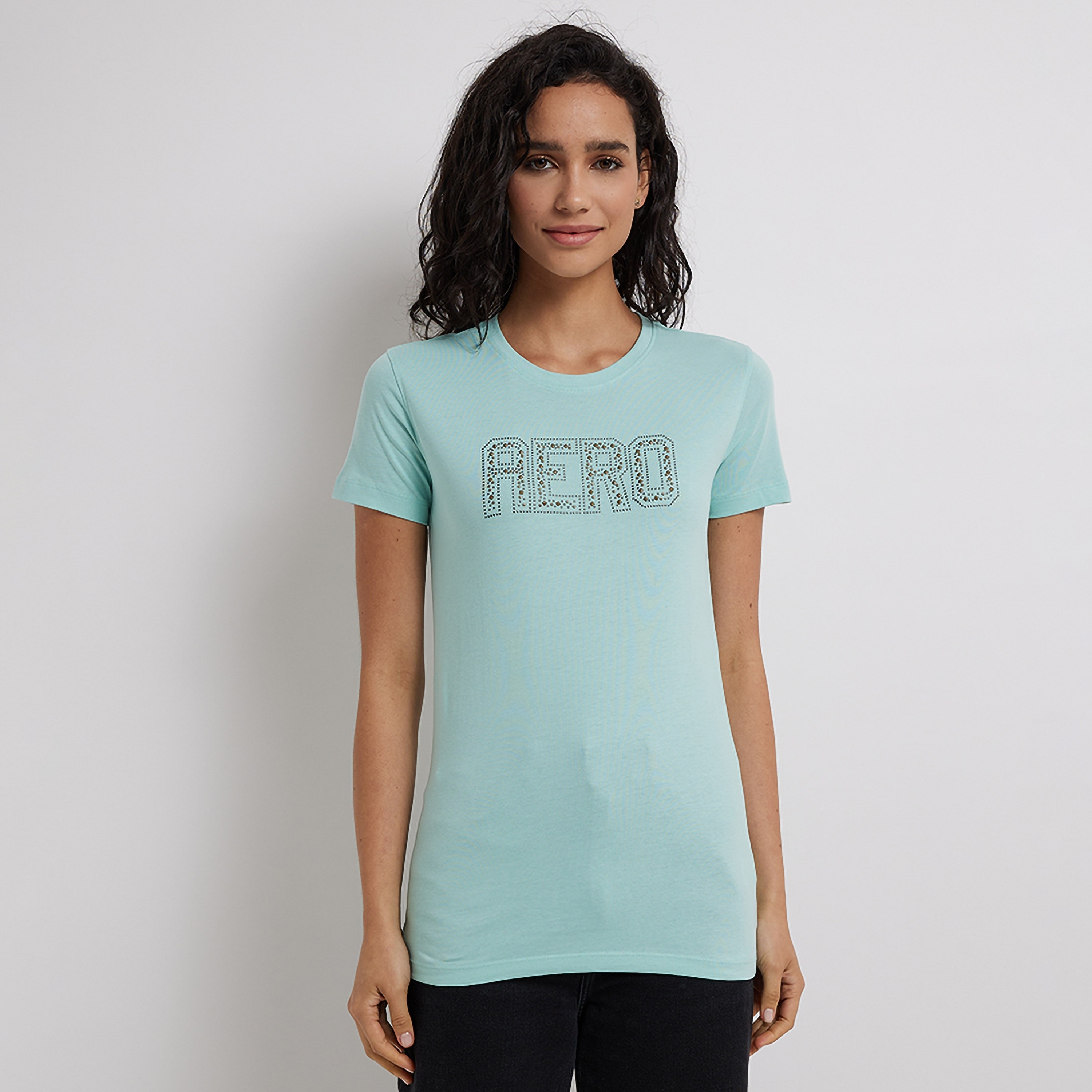 Aeropostale Studded Crew Neck Short Sleeves Women's T-Shirt-women-clothing-tshirts-image-1