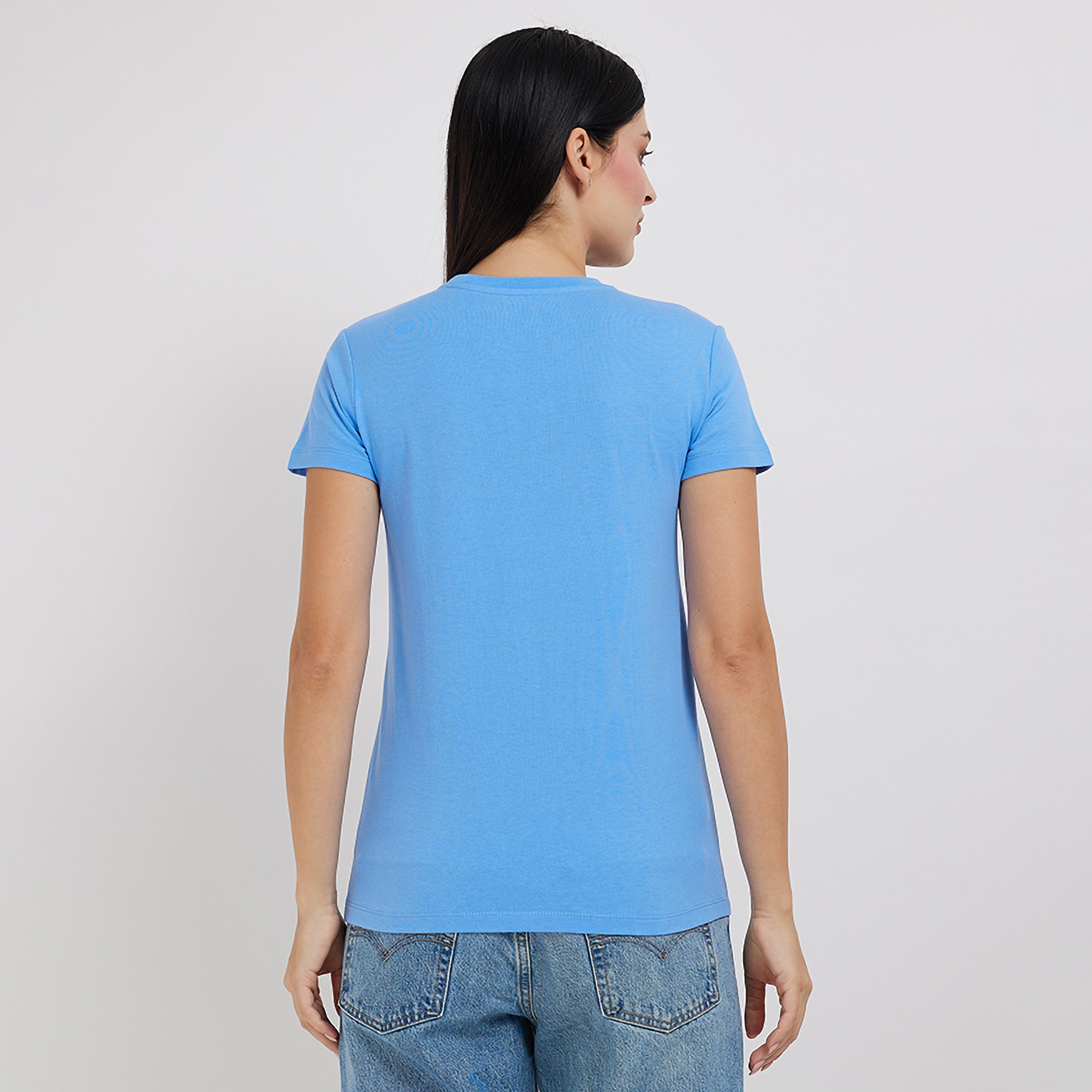 تي شيرت نسائي بأكمام قصيرة ورقبة دائرية وطبعة نصية من أيروبوستال-women-clothing-tshirts-image-4