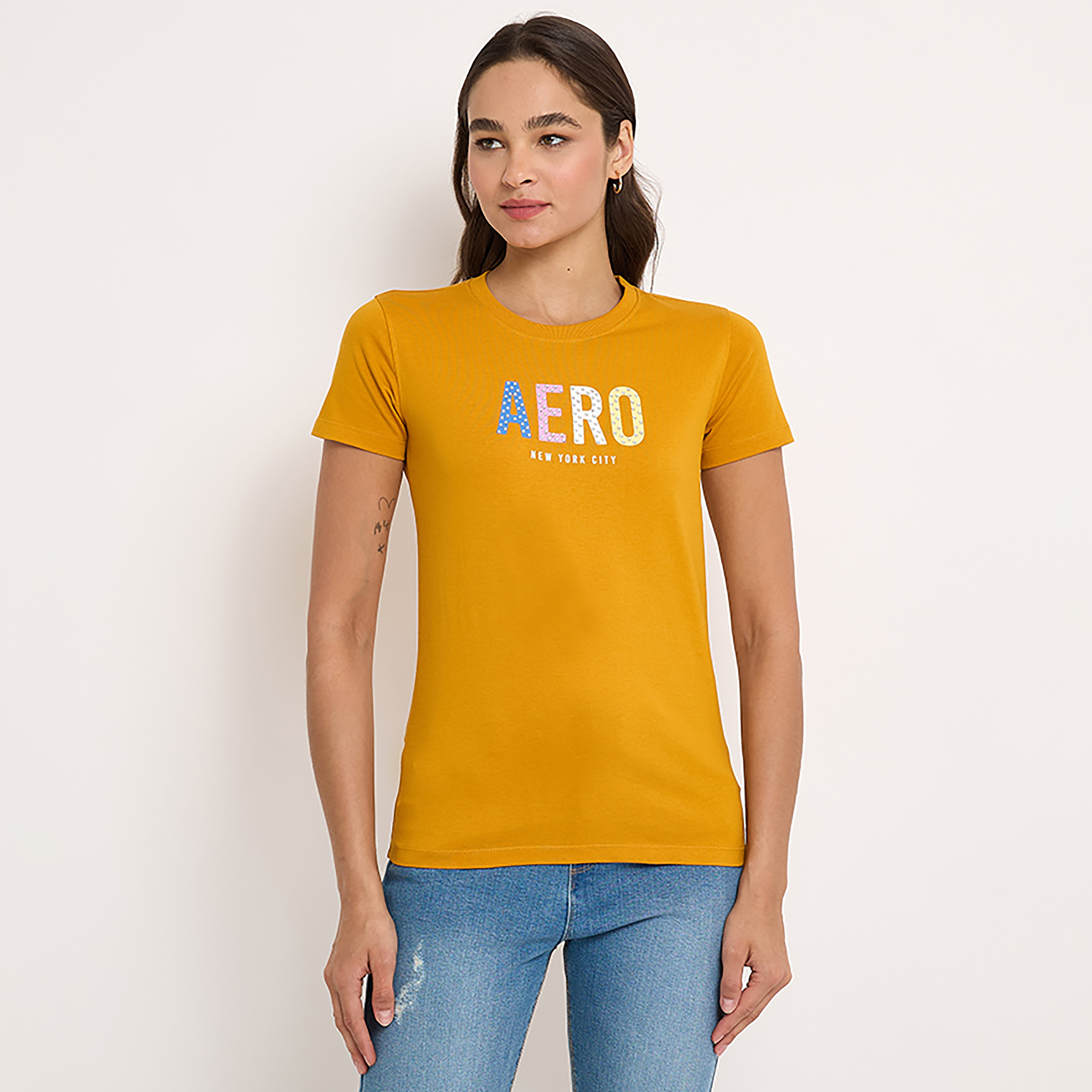 تي شيرت من ايروبوستال بأكمام قصيرة و ياقة مستديرة مع شعار-women-clothing-tshirts-image-1