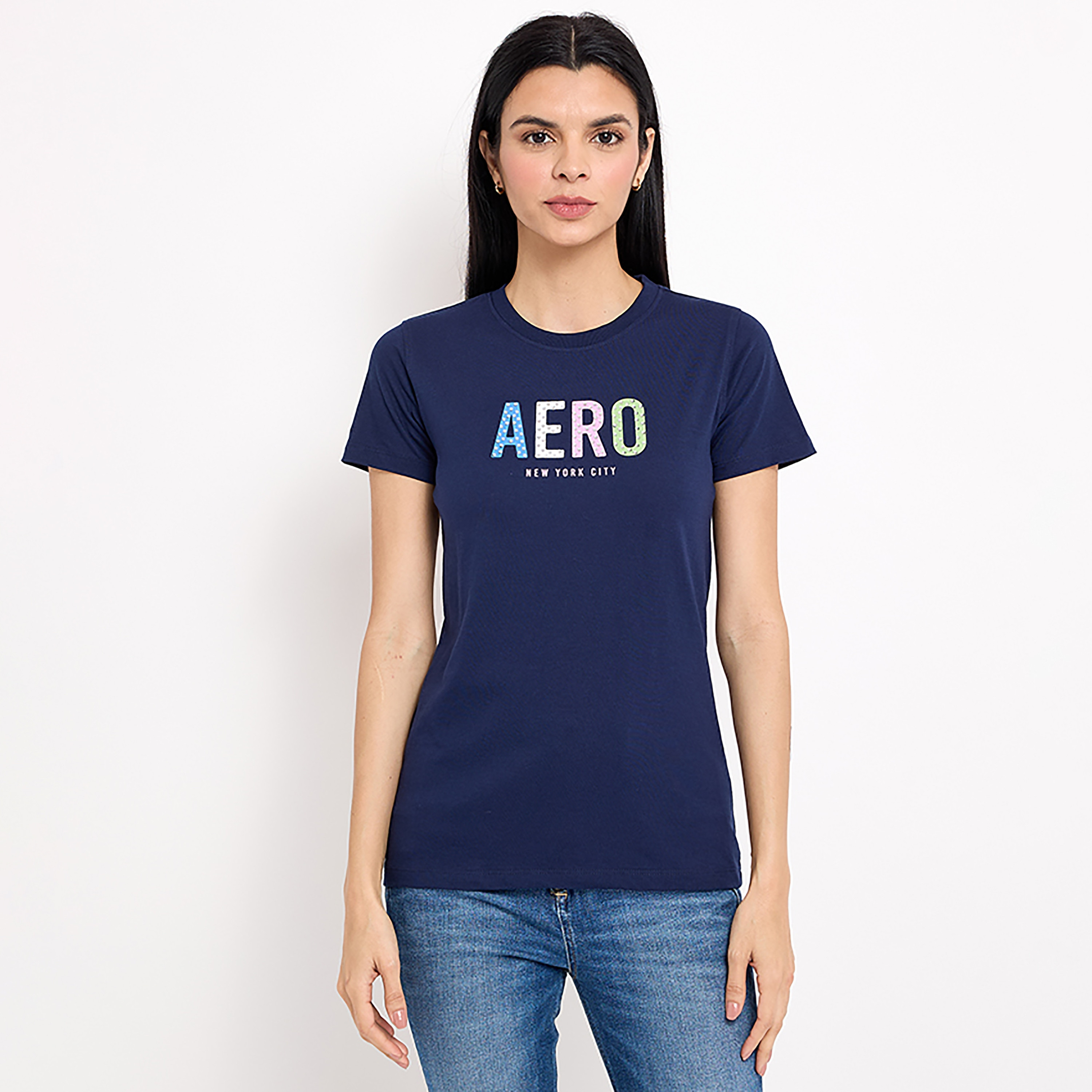 تي شيرت من ايروبوستال بأكمام قصيرة و ياقة مستديرة مع شعار-women-clothing-tshirts-image-5