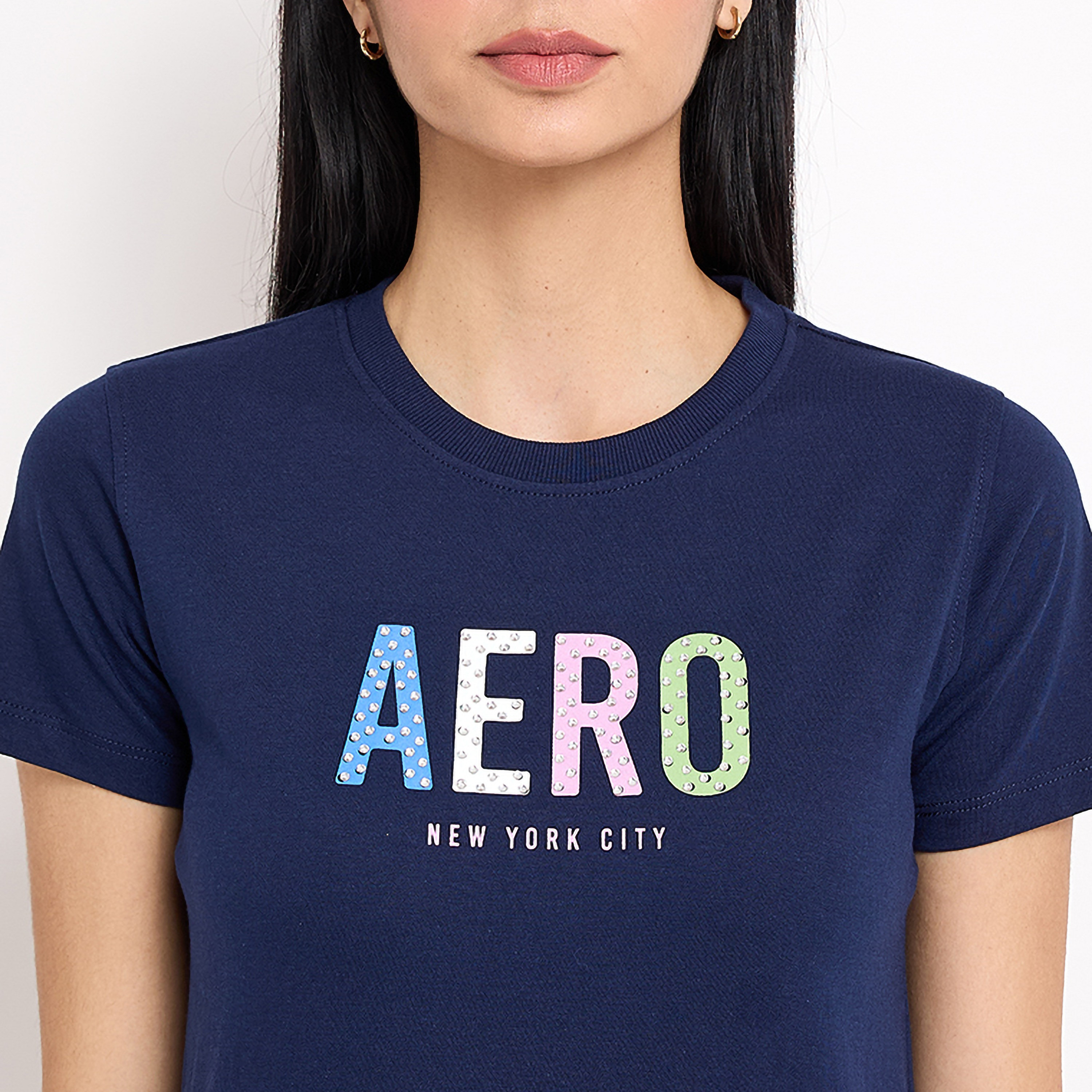 تي شيرت من ايروبوستال بأكمام قصيرة و ياقة مستديرة مع شعار-women-clothing-tshirts-image-6