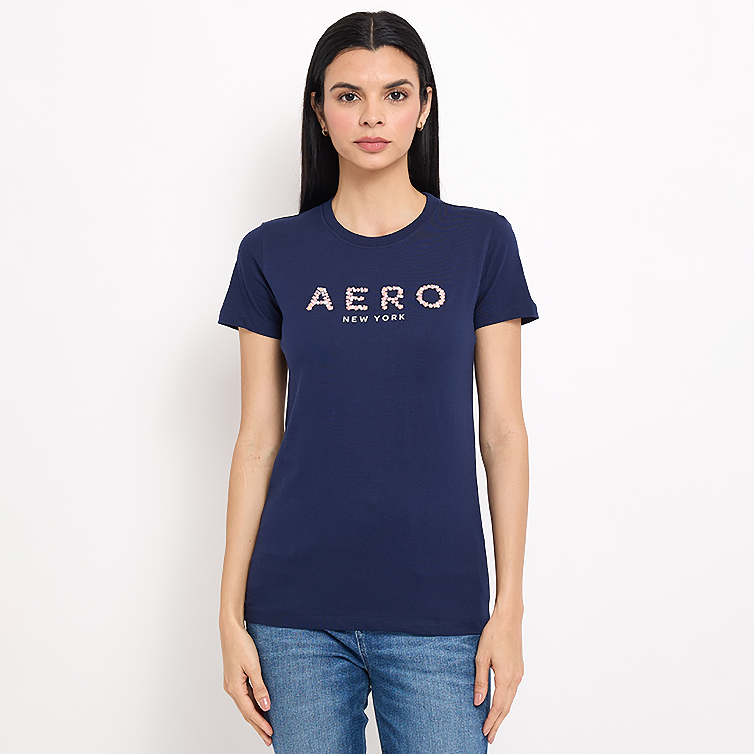 تي شيرت من ايروبوستال بأكمام قصيرة و ياقة مستديرة مع شعار-women-clothing-tshirts-image-5