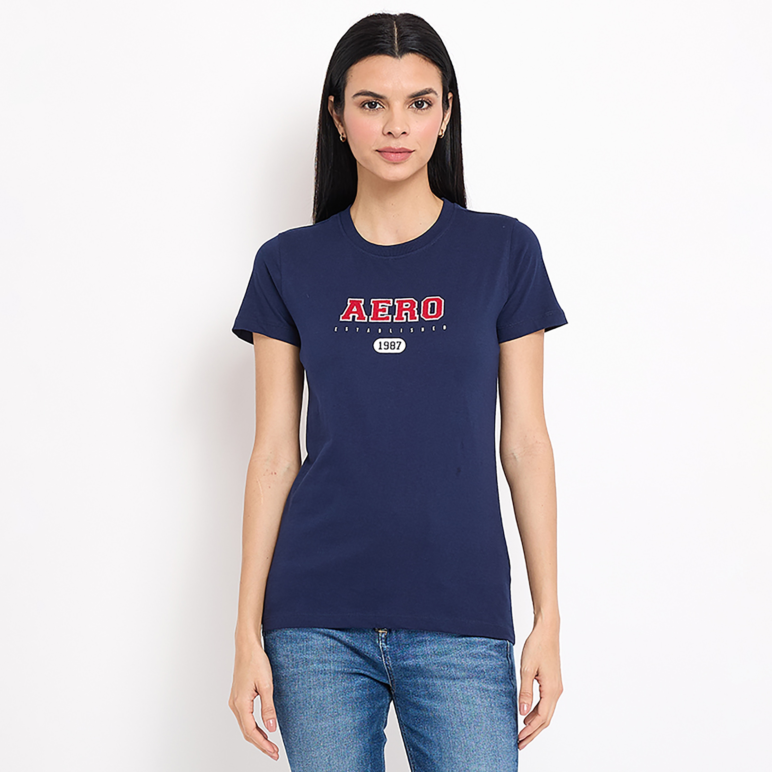 تي شيرت من ايروبوستال بأكمام قصيرة و ياقة مستديرة مع شعار-women-clothing-tshirts-image-1