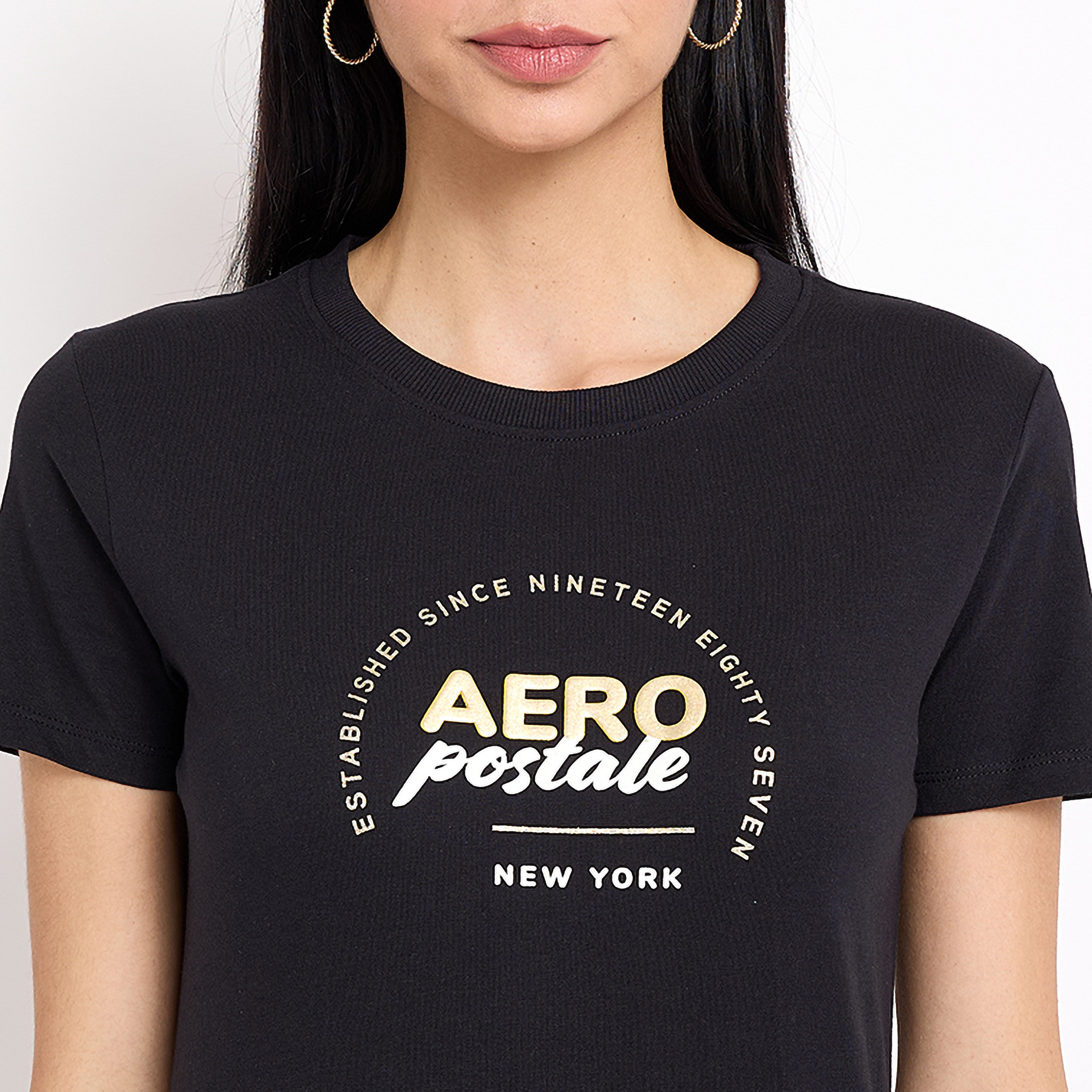 تي شيرت من ايروبوستال بأكمام قصيرة و ياقة مستديرة مع شعار-women-clothing-tshirts-image-2