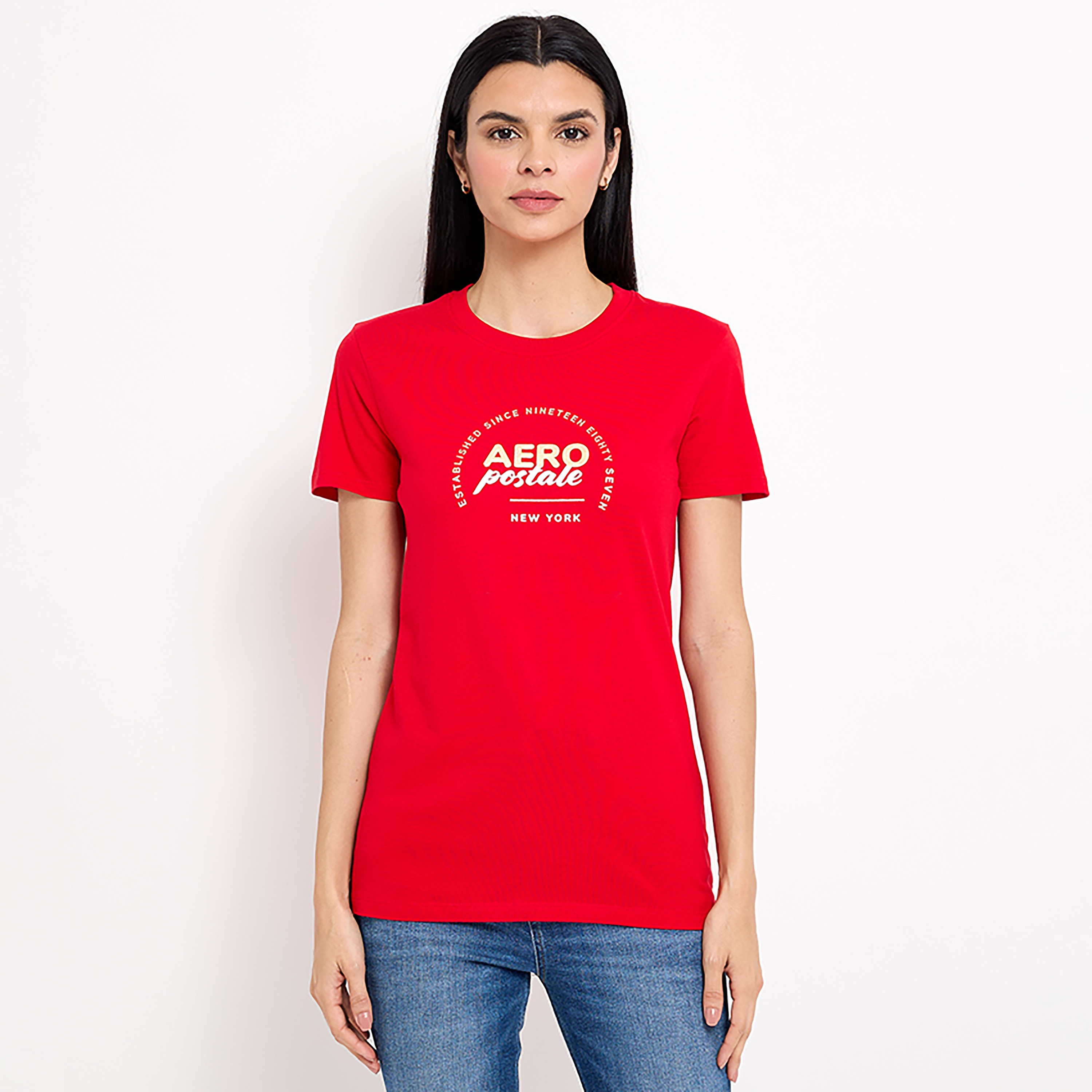 تي شيرت من ايروبوستال بأكمام قصيرة و ياقة مستديرة مع شعار-women-clothing-tshirts-image-5