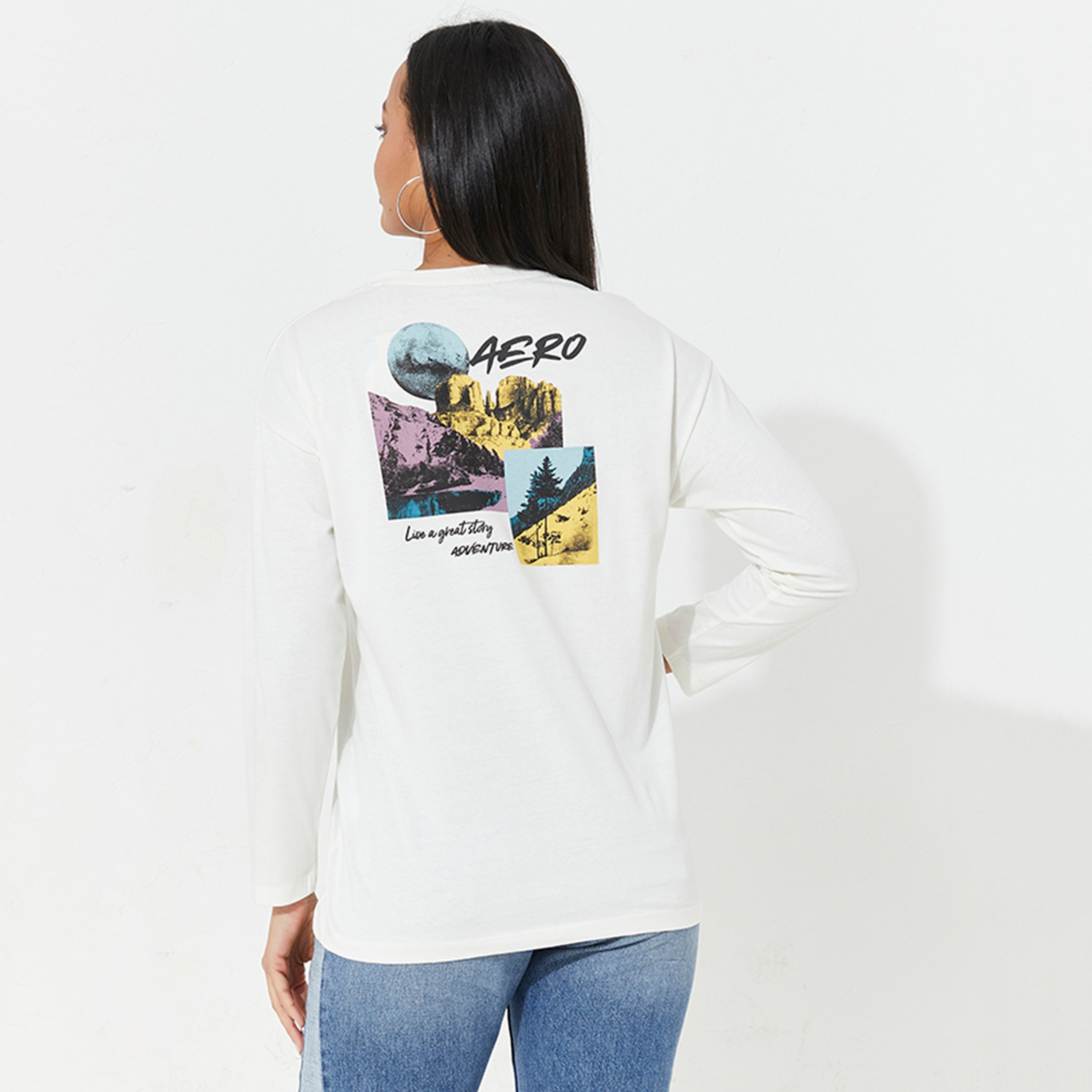 تي شيرت نسائي بأكمام طويلة وياقة دائرية وطبعة رسومات من أيروبوستال-women-clothing-tshirts-image-8