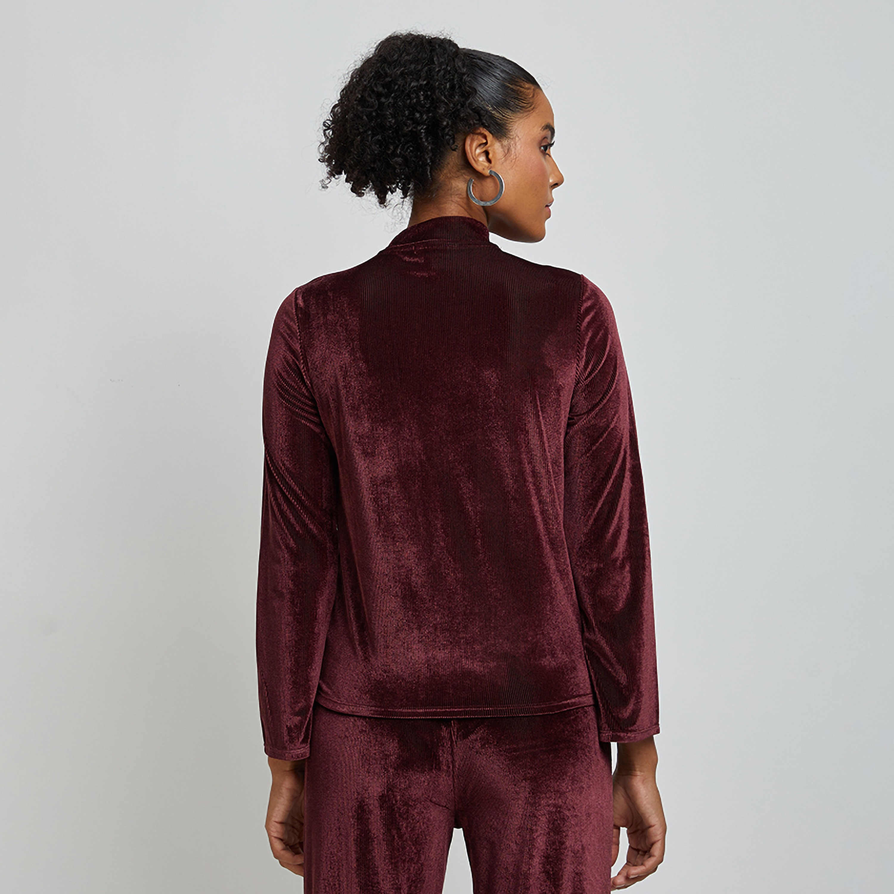 Aeropostale Textured High Neck Long Sleeves Women's Top-women-clothing-shirtsandblouses-blouses-image-4
