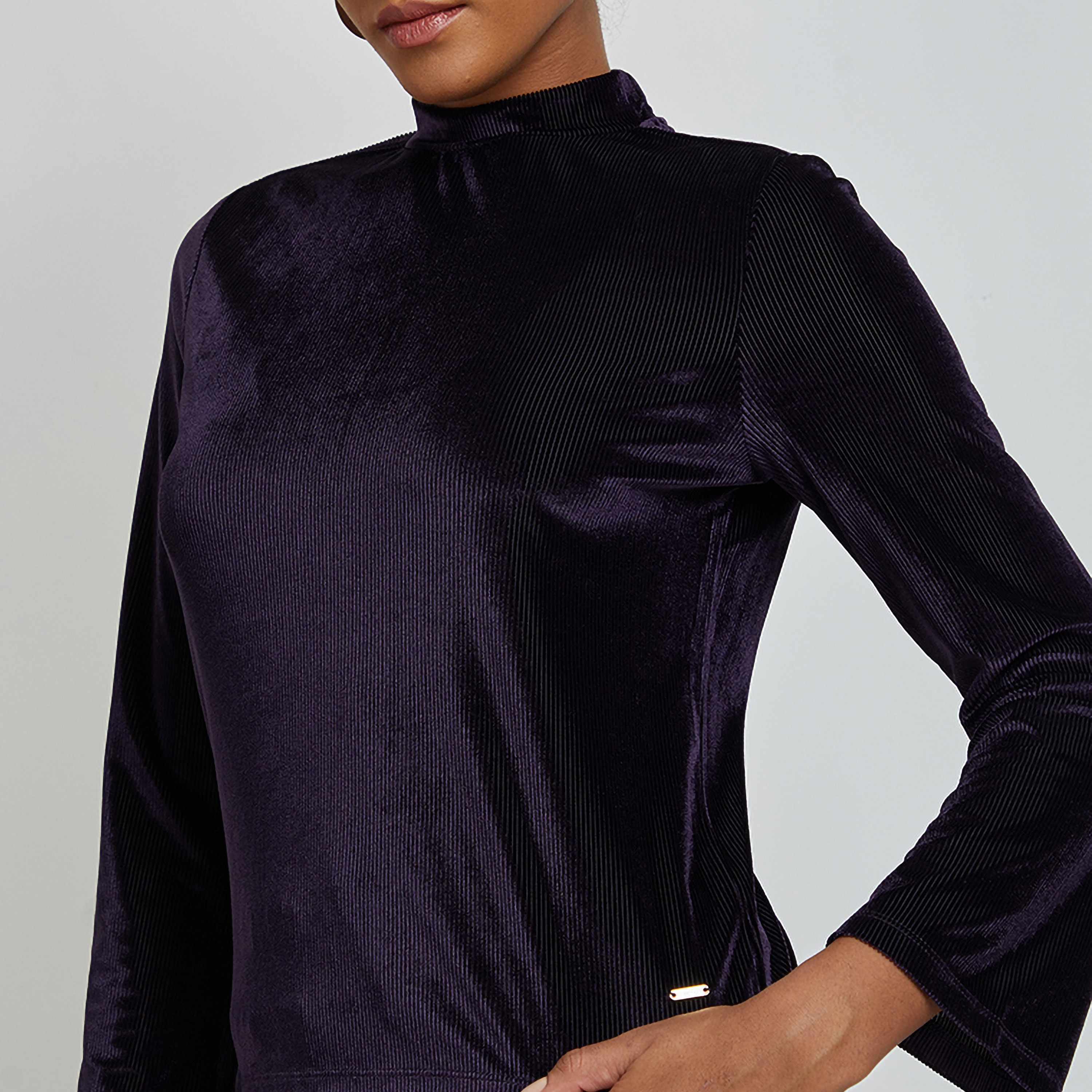 Aeropostale Textured High Neck Long Sleeves Women's Top-women-clothing-shirtsandblouses-blouses-image-7
