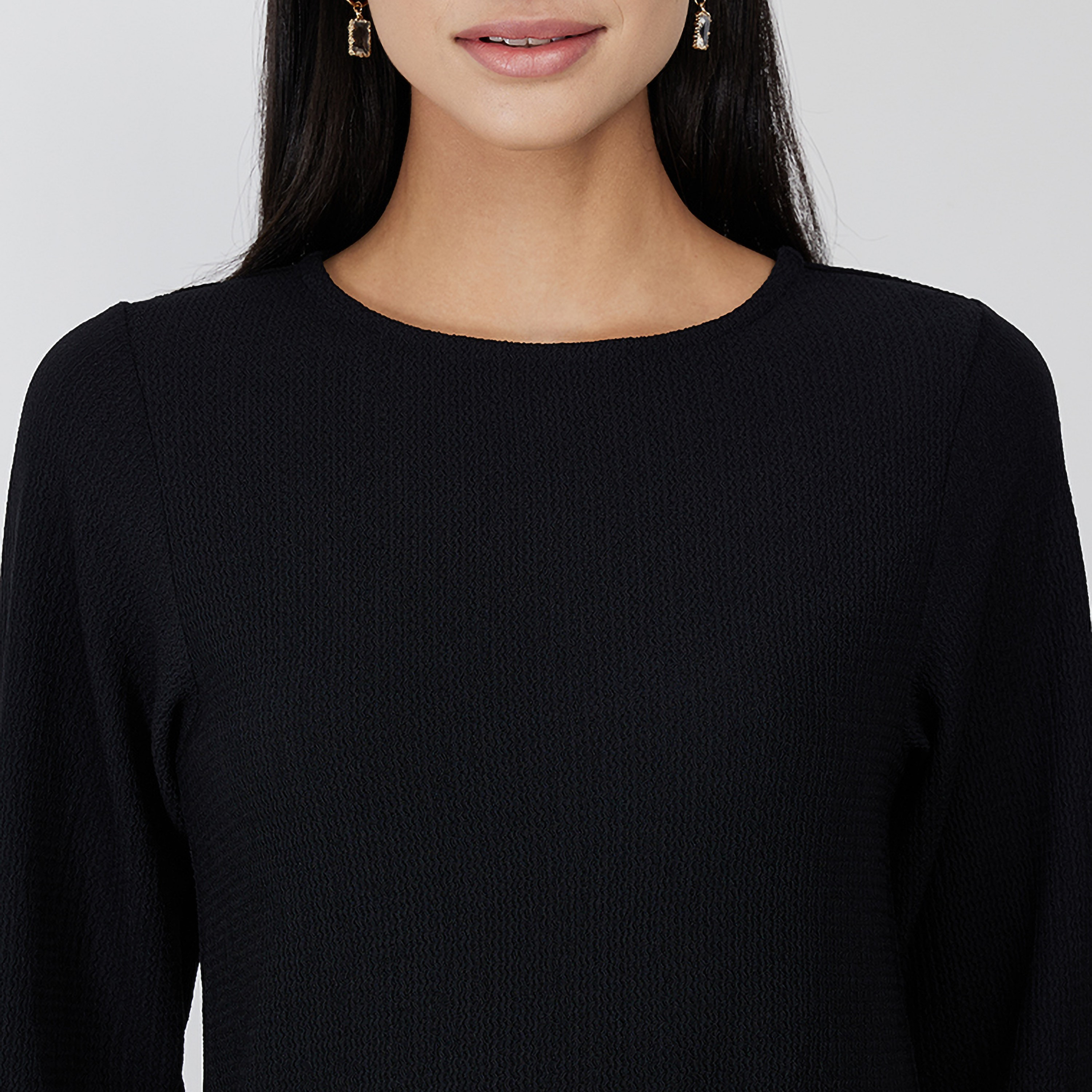 Aeropostale Textured Round Neck Long Sleeves Women's Top-women-clothing-shirtsandblouses-blouses-image-3