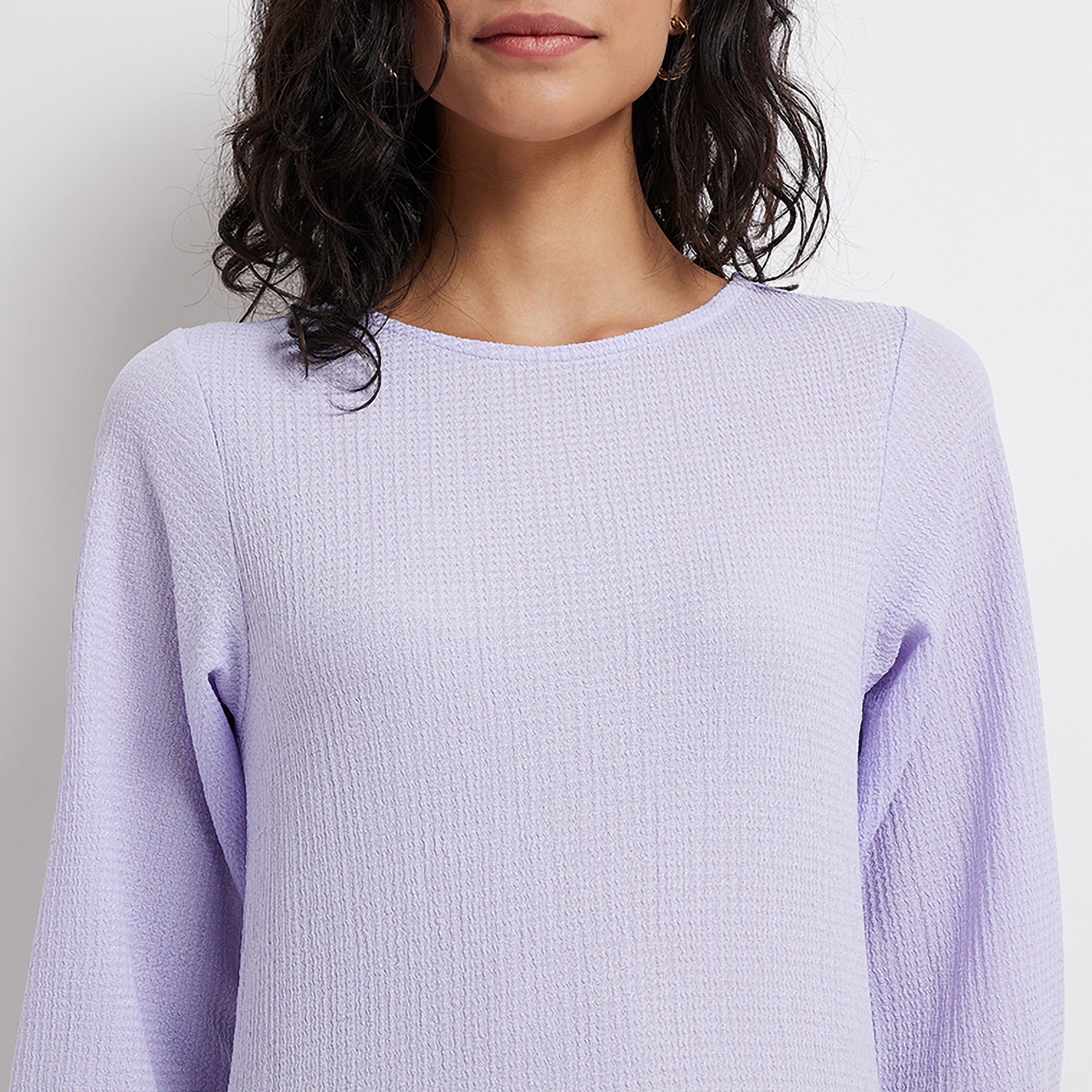 بلوزة نسائية منسوجة برقبة مستديرة وأكمام طويلة من أيروبوستال-women-clothing-shirtsandblouses-blouses-image-7