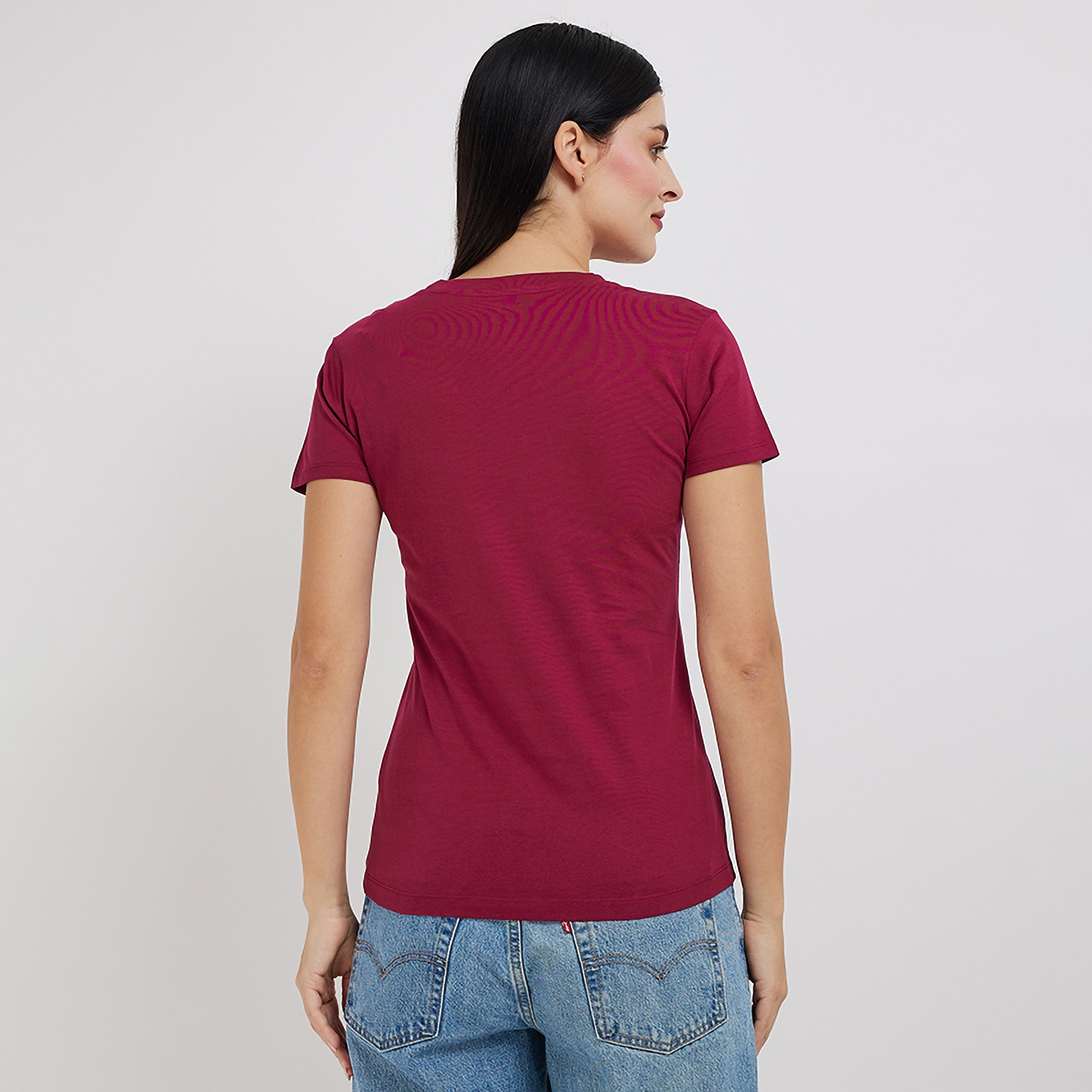 تي شيرت نسائي بأكمام قصيرة ورقبة دائرية وطبعة نصية من أيروبوستال-women-clothing-tshirts-image-4