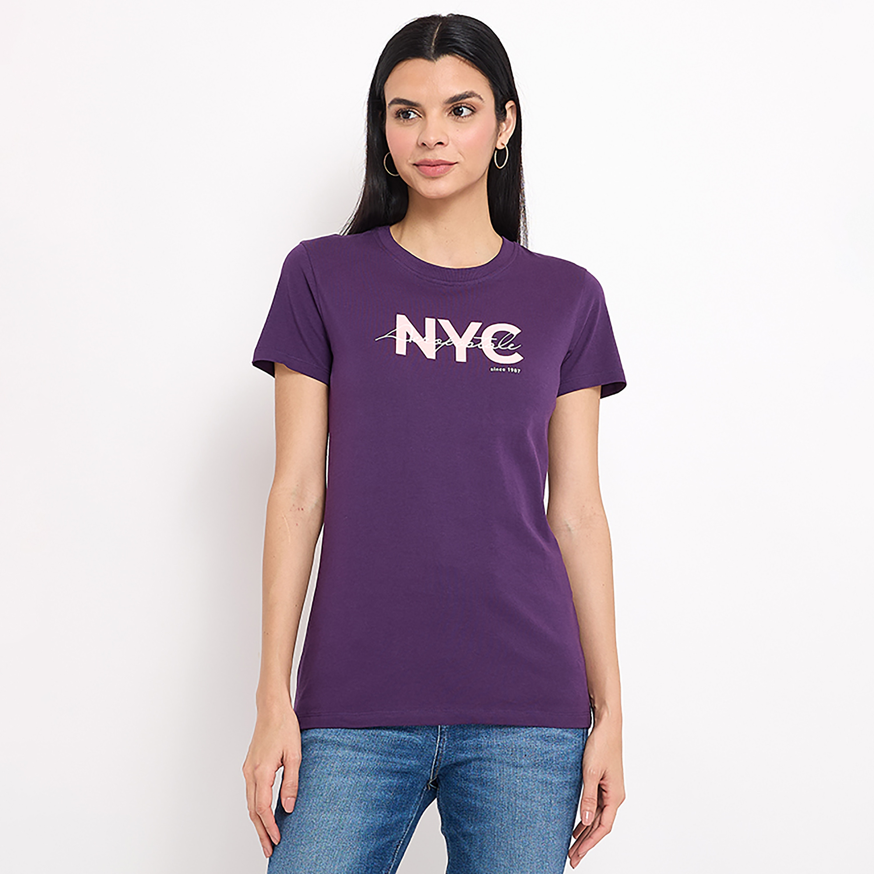 Aeropostale Printed Crew Neck Short Sleeves T-Shirt-women-clothing-tshirts-image-1