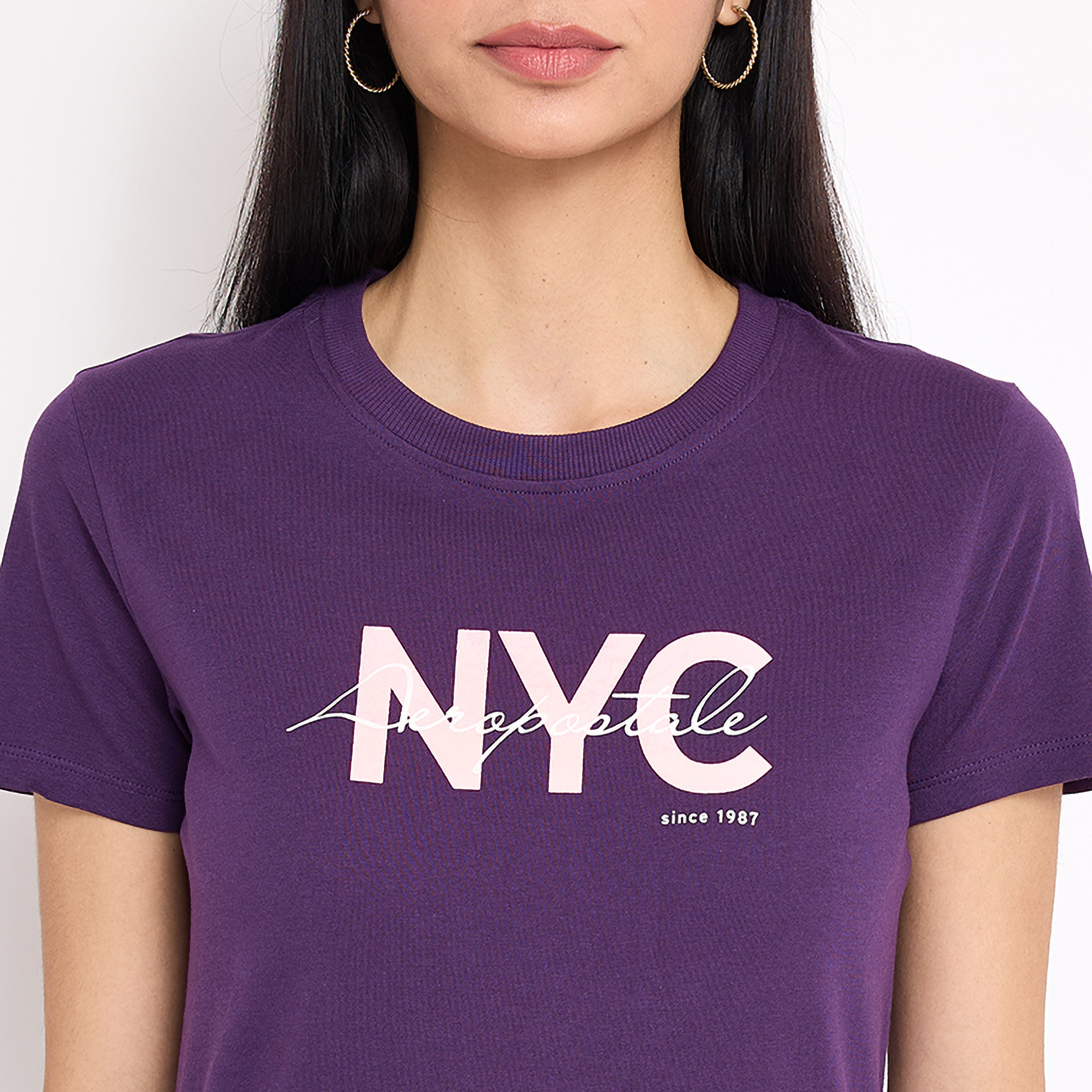 تي شيرت من ايروبوستال بأكمام قصيرة و ياقة مستديرة مع طبعات-women-clothing-tshirts-image-2