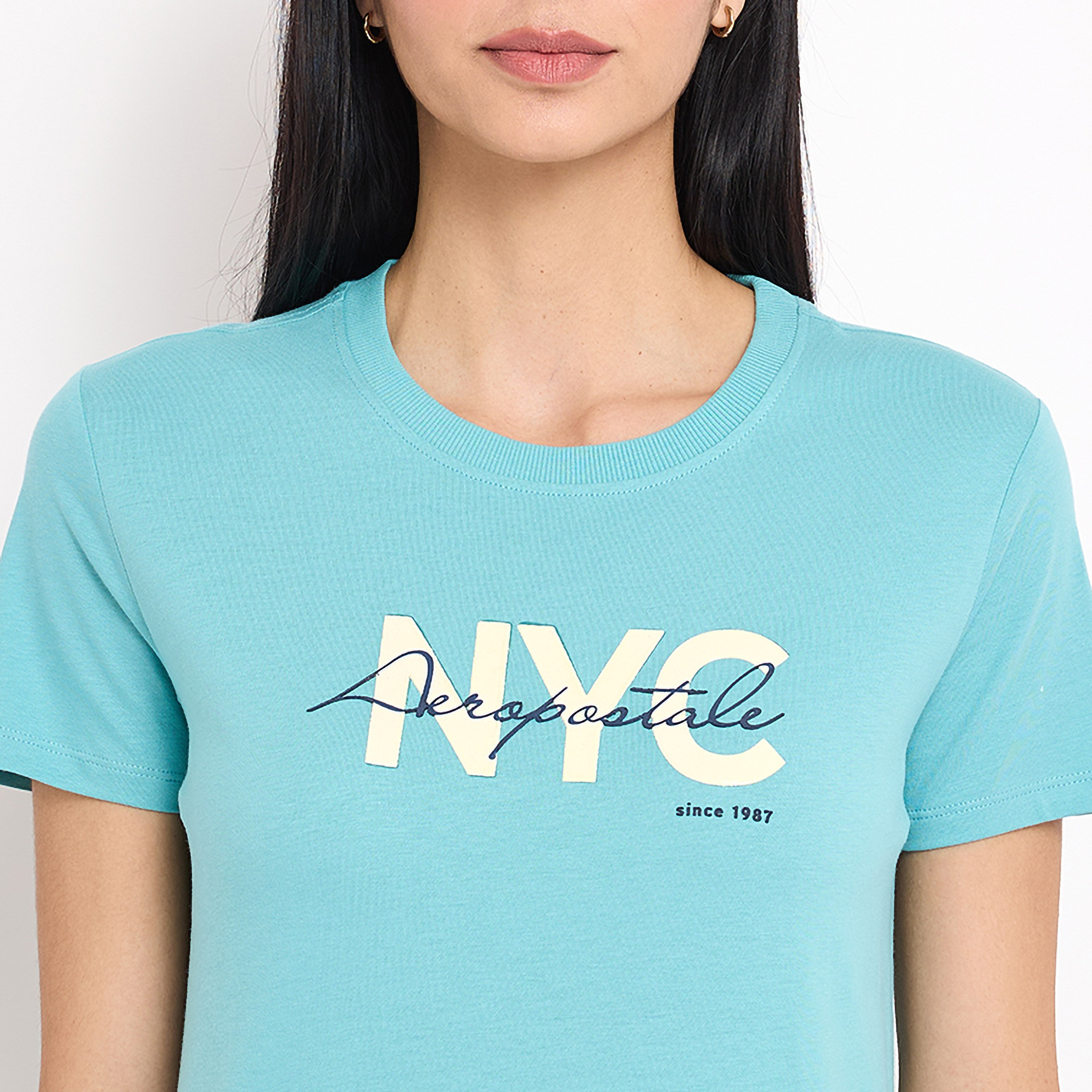 تي شيرت من ايروبوستال بأكمام قصيرة و ياقة مستديرة مع طبعات-women-clothing-tshirts-image-6