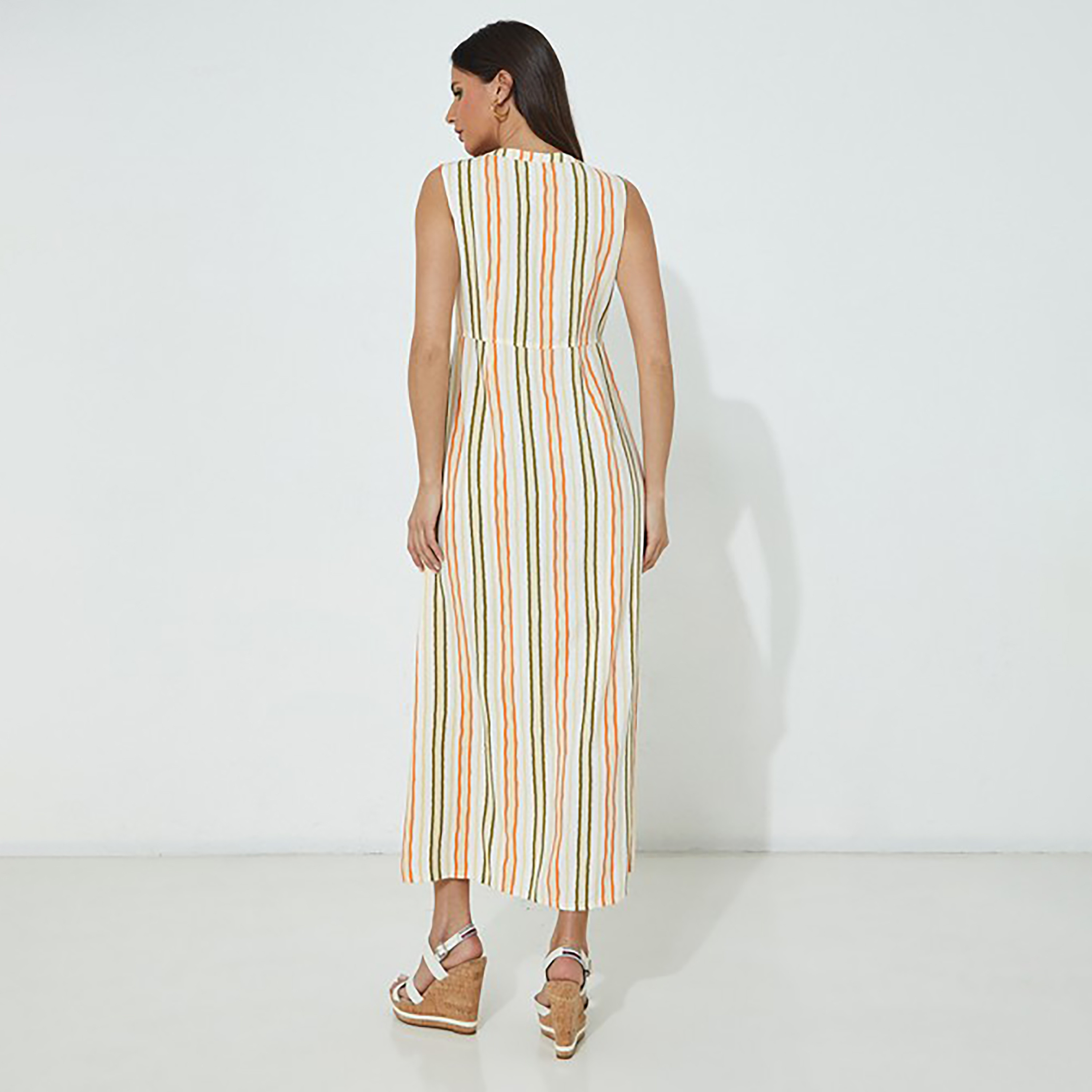 Aeropostale 2-Piece Set Multicolour Striped Sleeveless Maxi Women's Dress with Shirt-women-clothing-dresses-image-4
