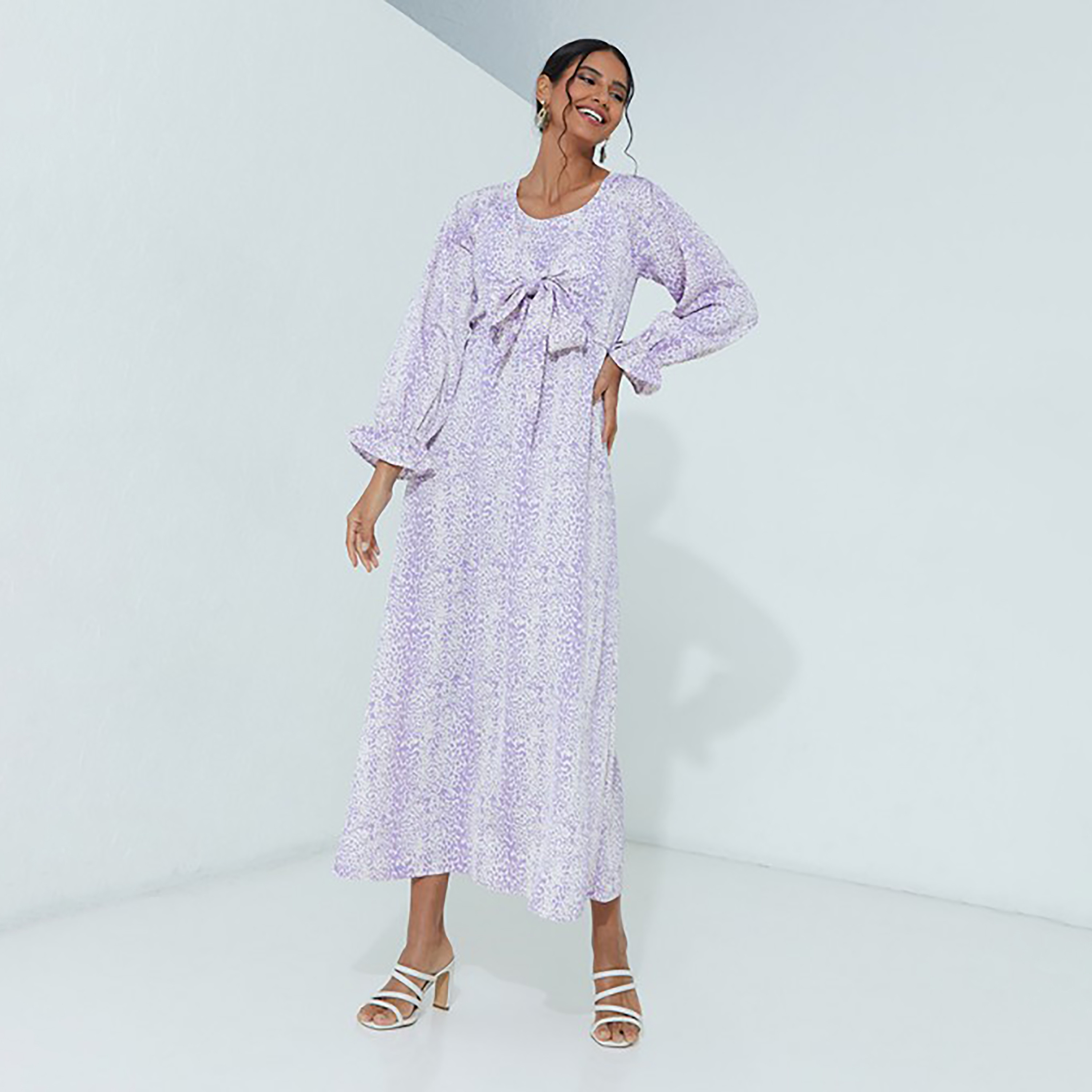 فستان ماكسي ذو اي لائن مع مطبوع برقبة دائرية من إيروبوستال-women-clothing-dresses-image-5