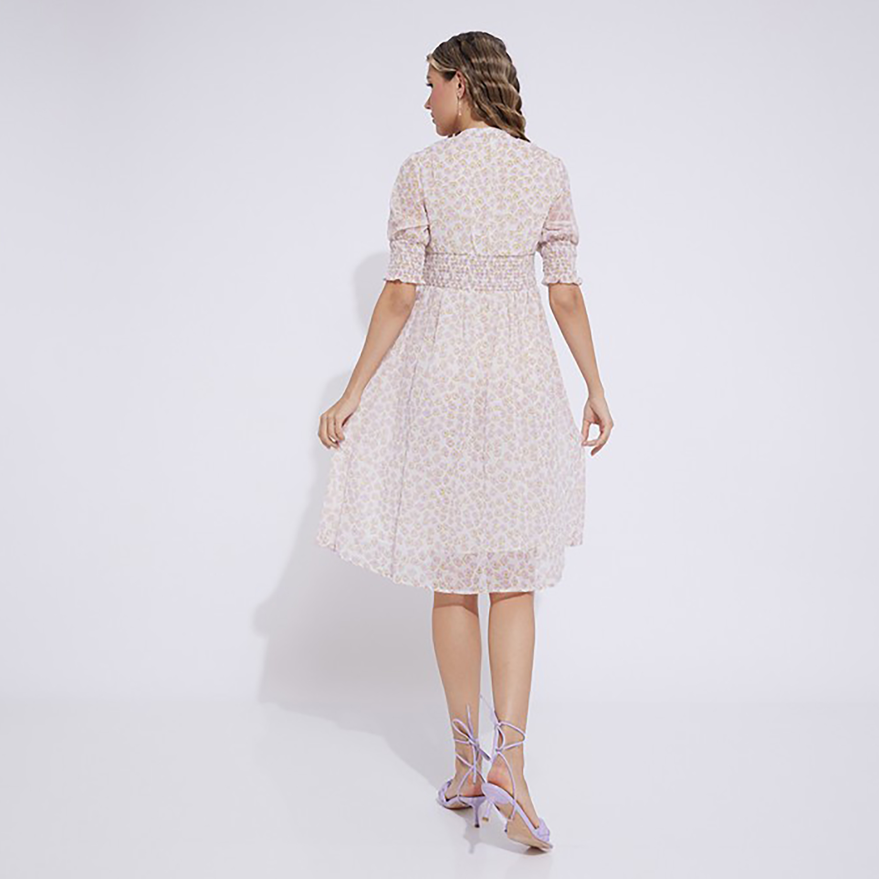 Aeropostale Printed Mandarin Collar Smocked Waist Midi Dress-women-clothing-dresses-image-4