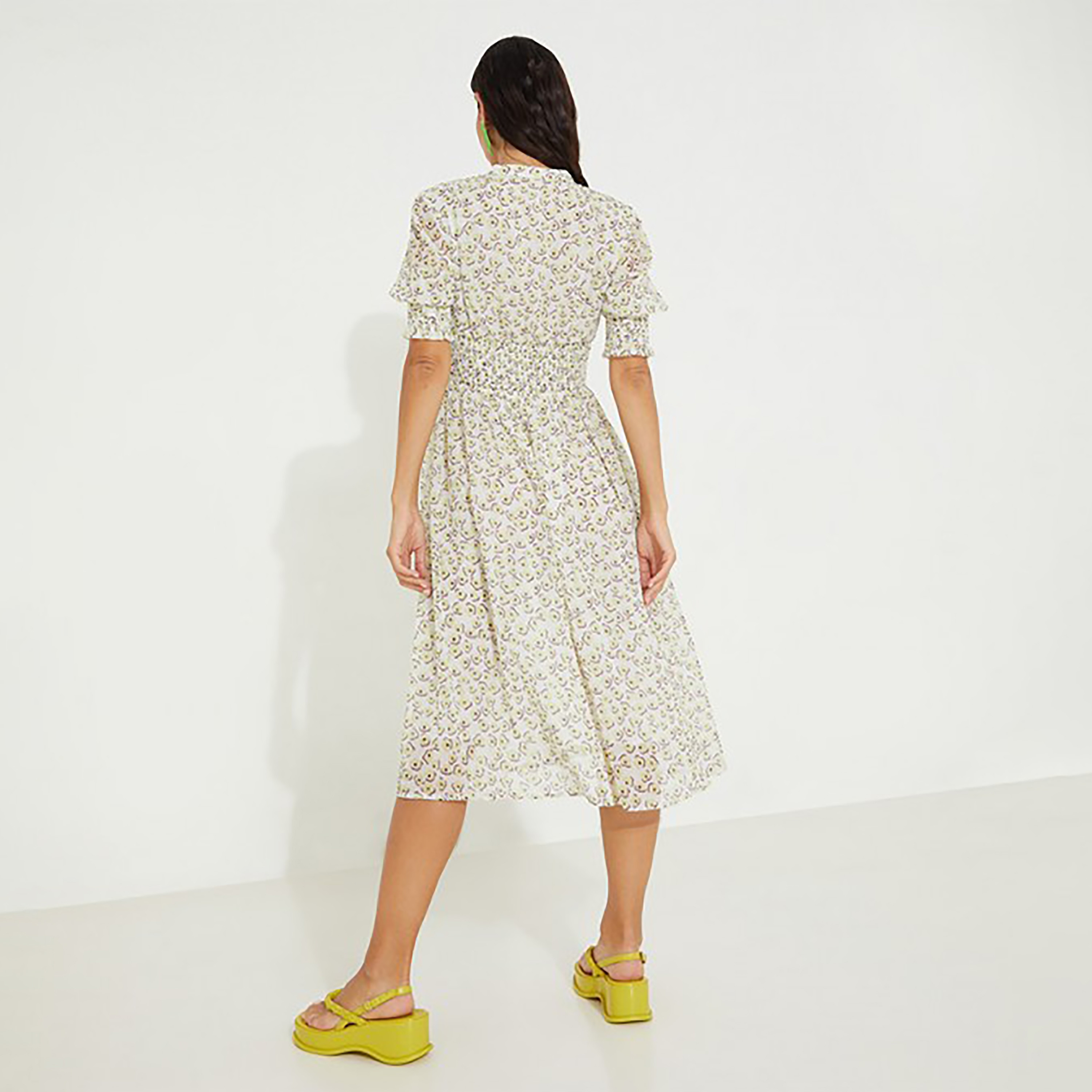 Aeropostale Printed Mandarin Collar Smocked Waist Midi Dress-women-clothing-dresses-image-4