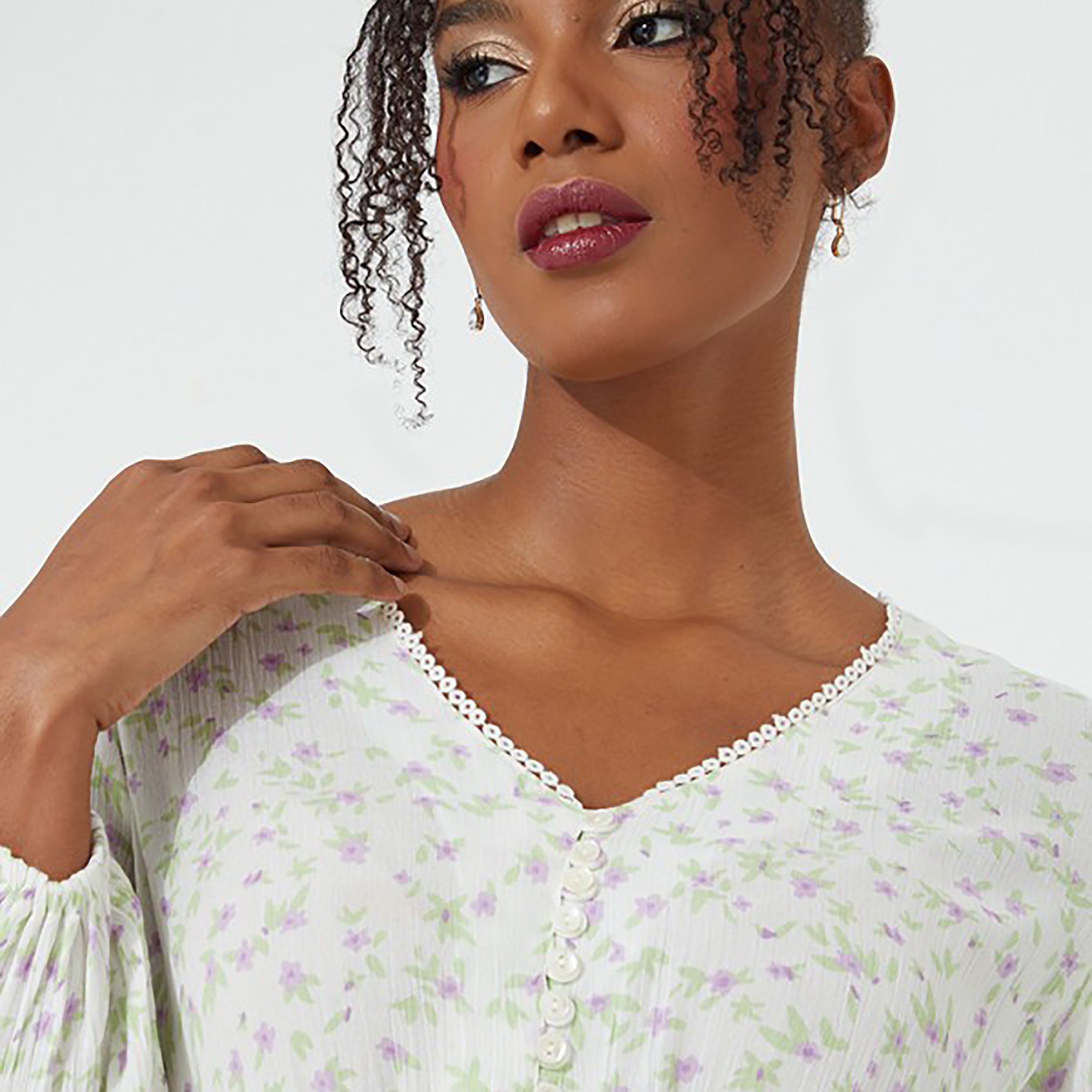 فستان ماكسي برقبة على شكل فى مع مطبوع من إيروبوستال-women-clothing-dresses-image-3