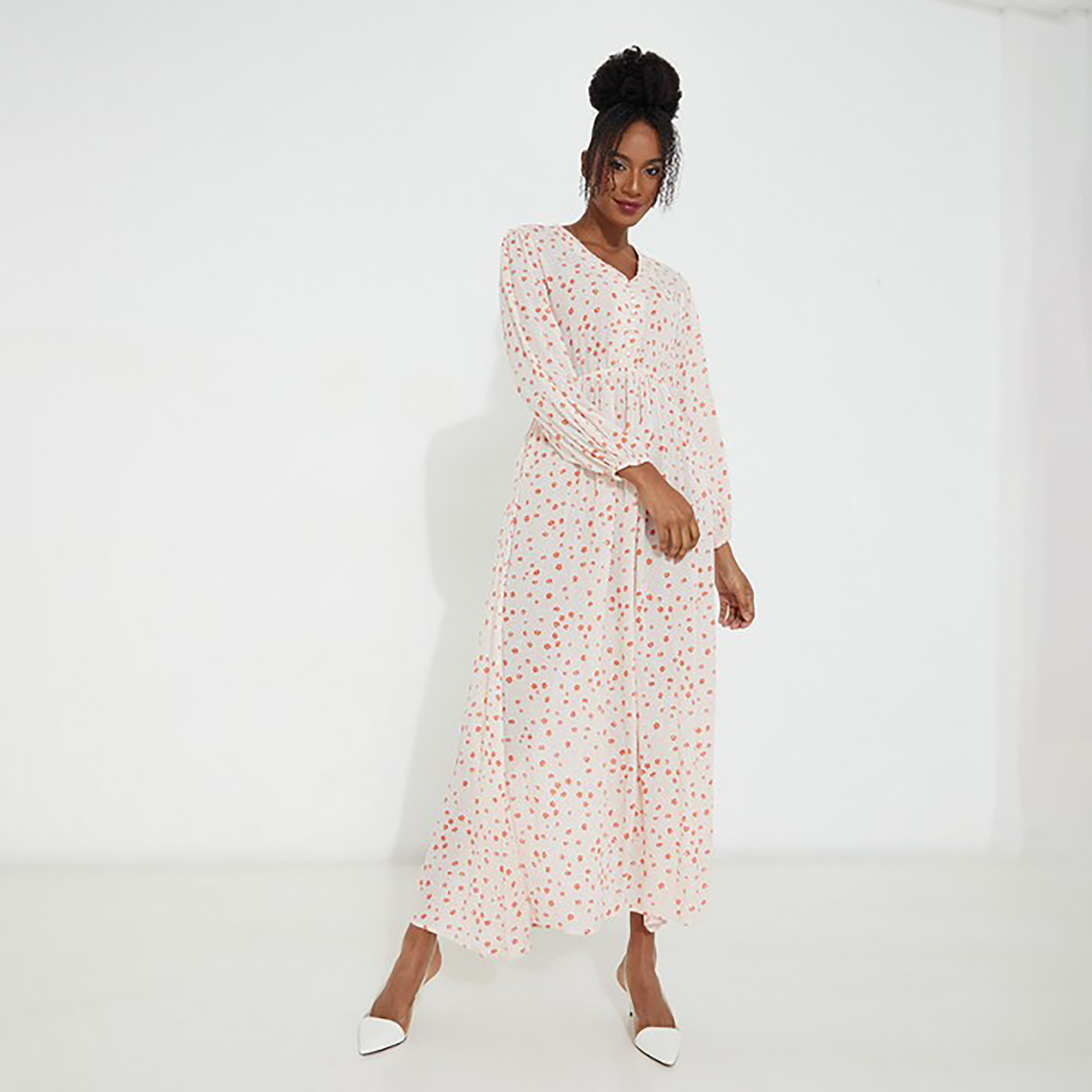 فستان ماكسي برقبة على شكل فى مع مطبوع من إيروبوستال-women-clothing-dresses-image-5