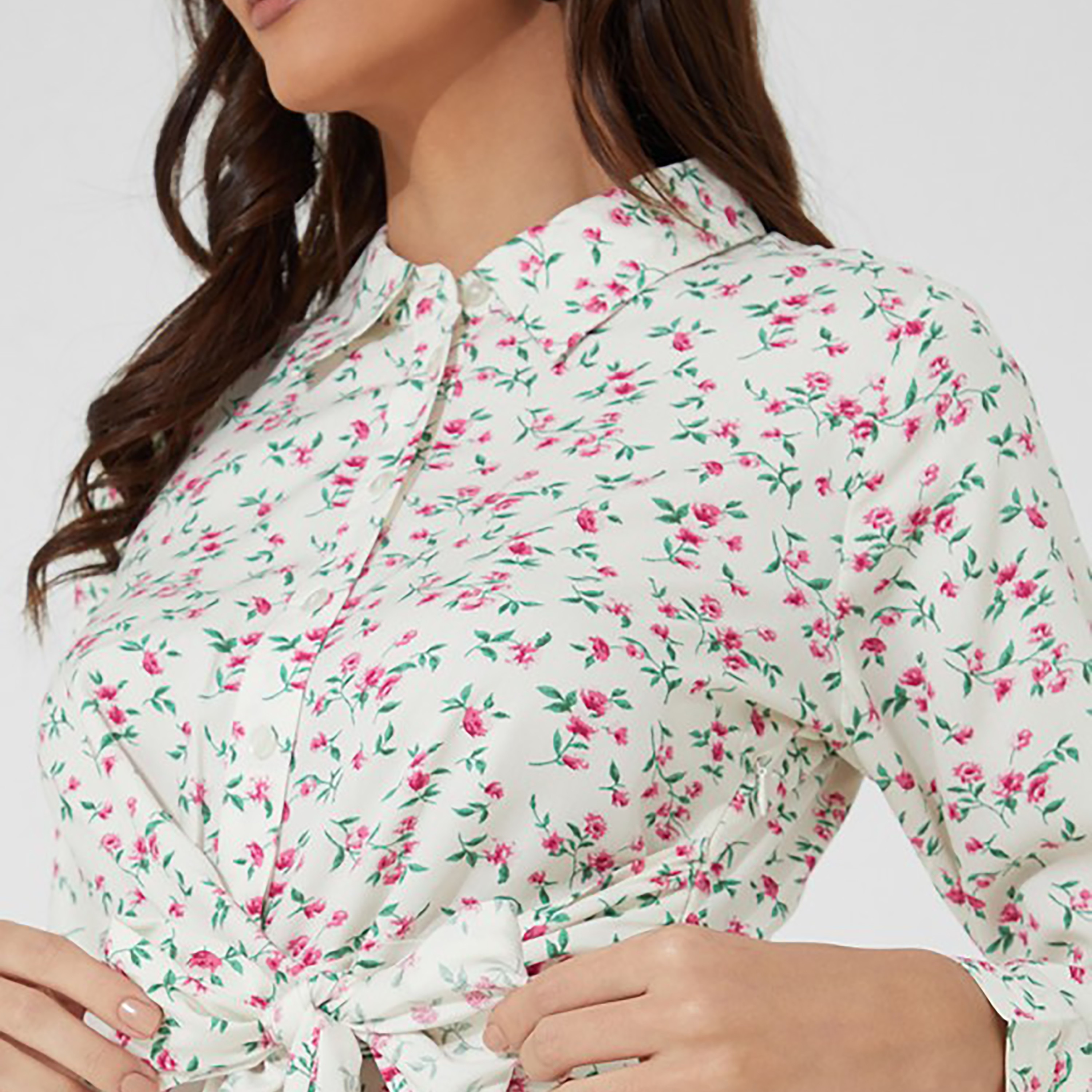 فستان قميص ميدي بياقة مزهّرة من إيروبوستال-women-clothing-dresses-image-7