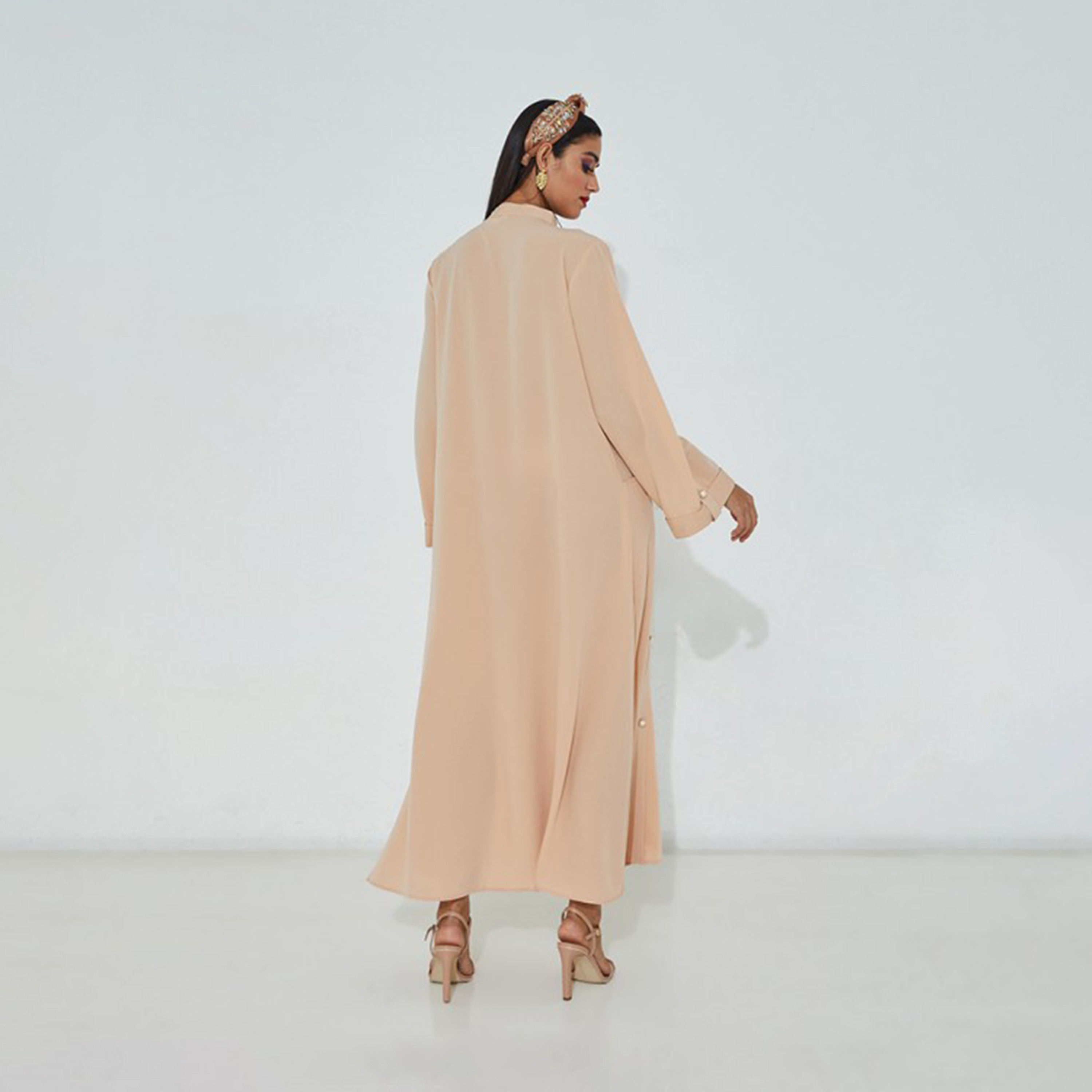 Aeropostale Women's Plain High Neck Long Sleeves A-line Maxi Dress-women-clothing-dresses-image-2