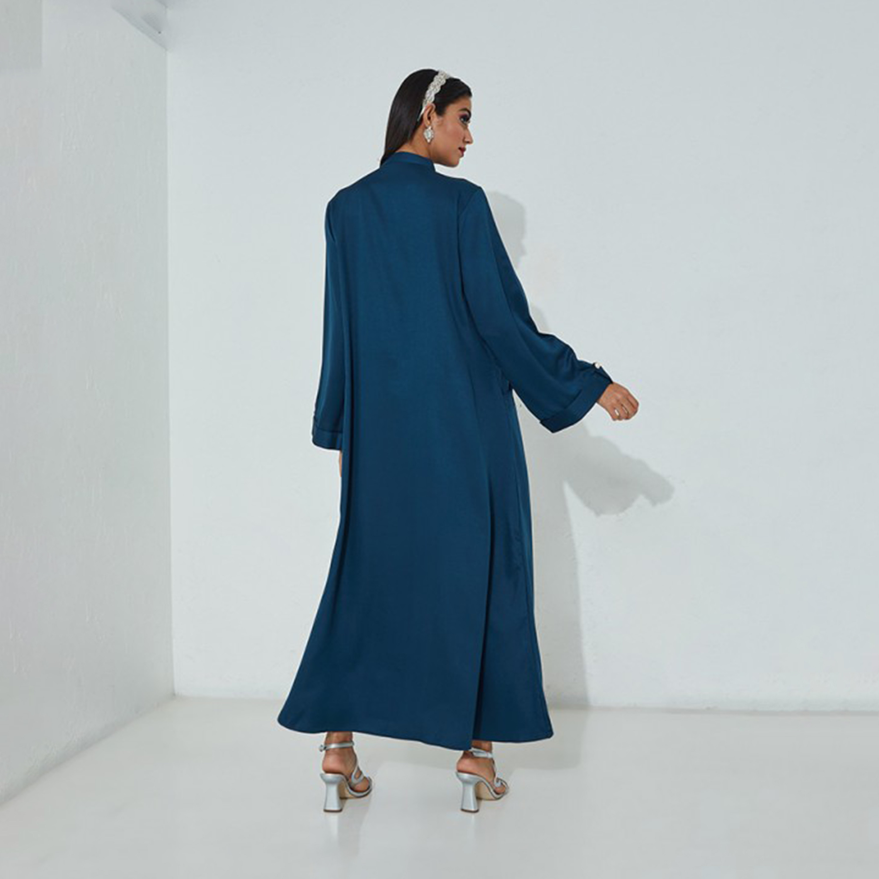 Aeropostale Women's Plain High Neck Long Sleeves A-line Maxi Dress-women-clothing-dresses-image-6