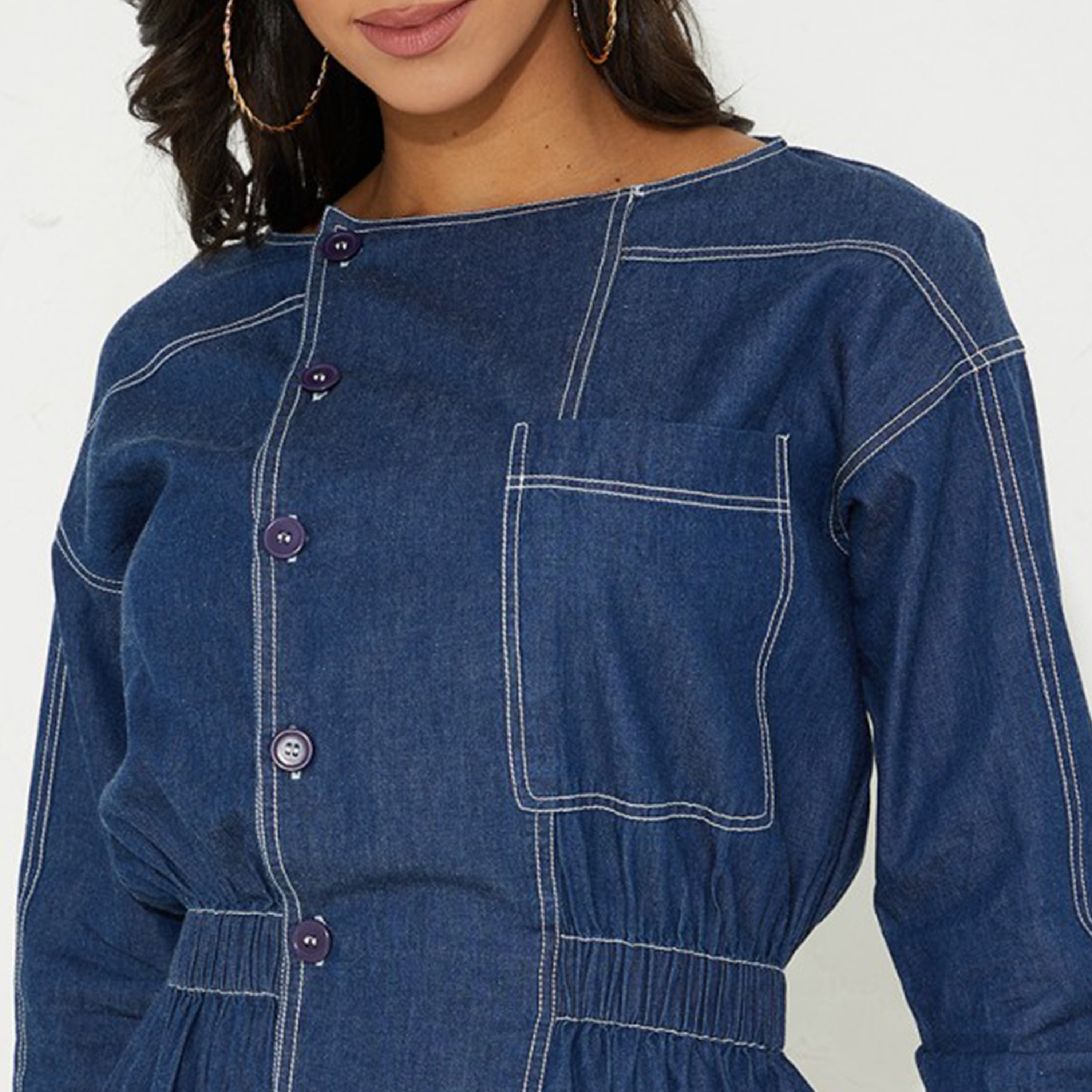أيروبوستال- فستان نسائي متوسط ​​الطول بأكمام طويلة ورقبة دائرية-women-clothing-dresses-image-3