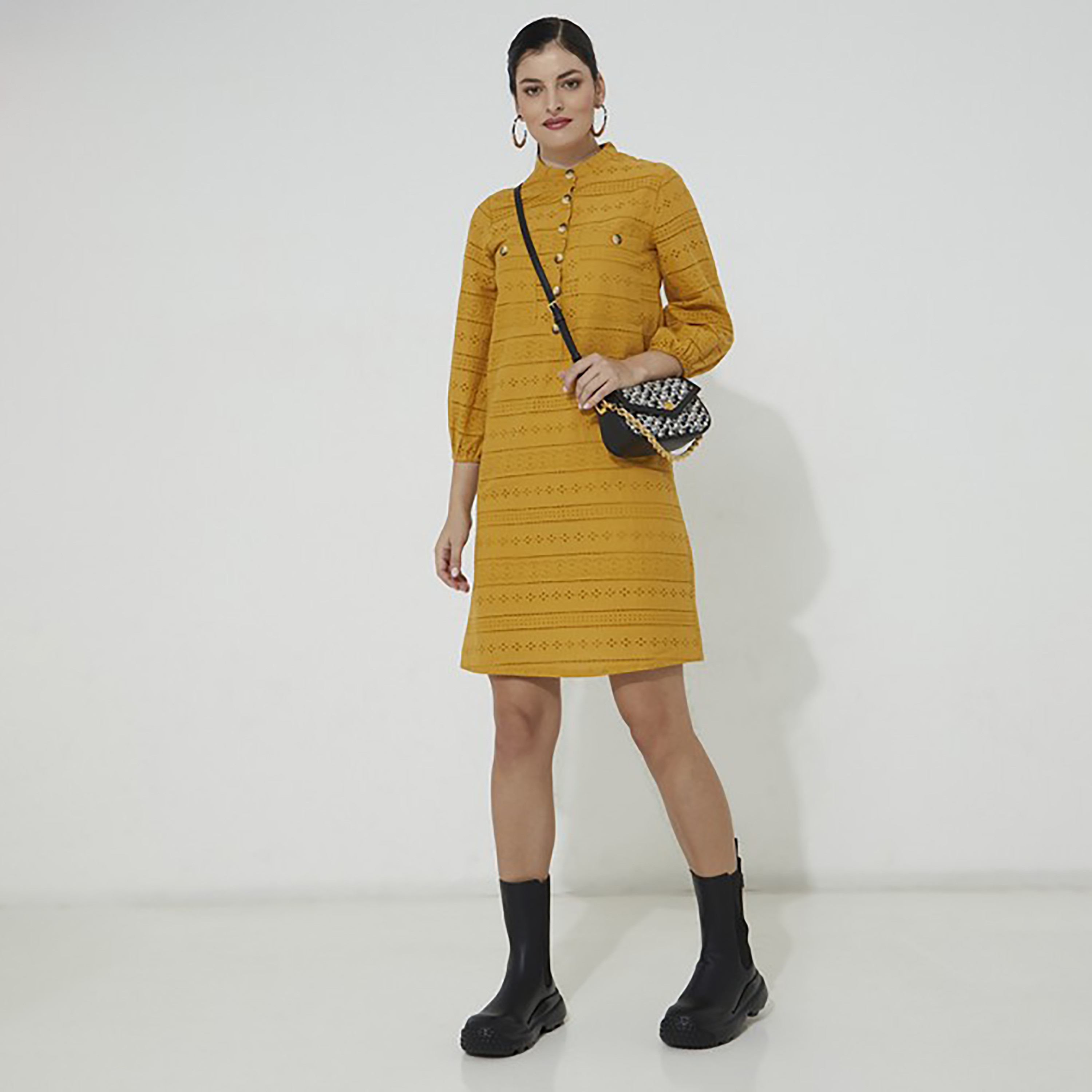 فستان قميص شيفلي ميني بياقة الماندرين المطرز للنساء من ايروبوستال-women-clothing-dresses-image-7