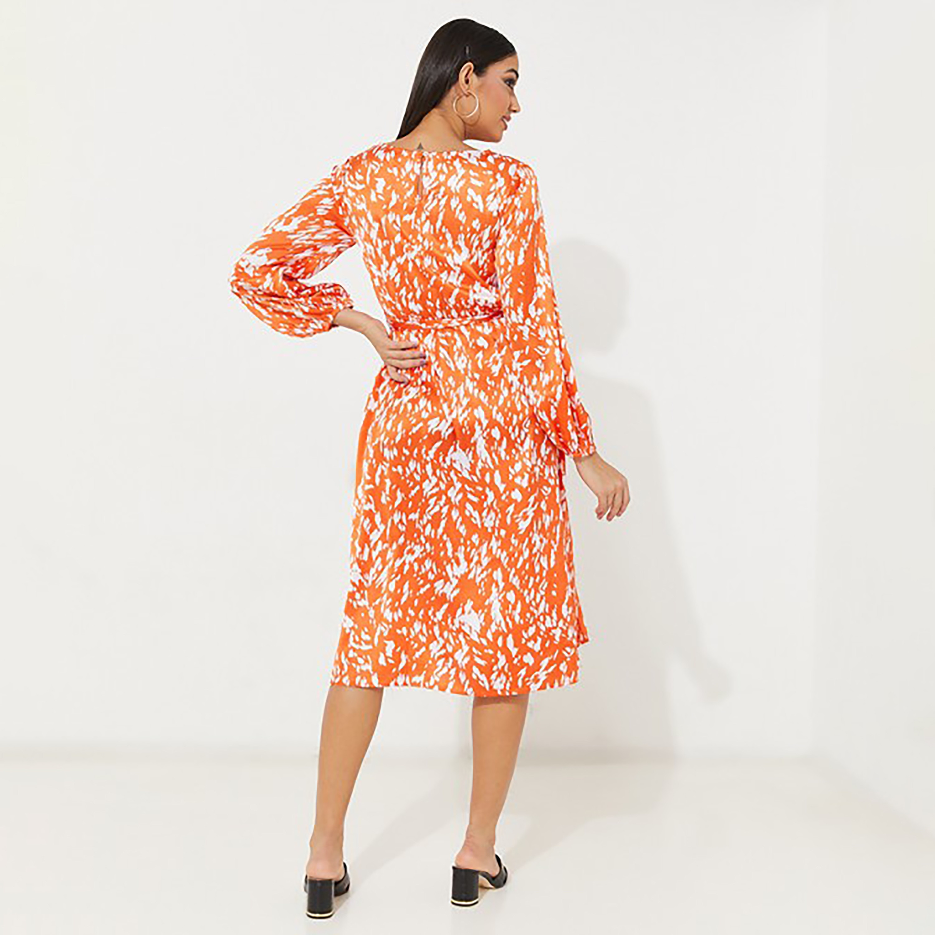 Aeropostale Printed Round Neck Flared Knee Dress-women-clothing-dresses-image-4