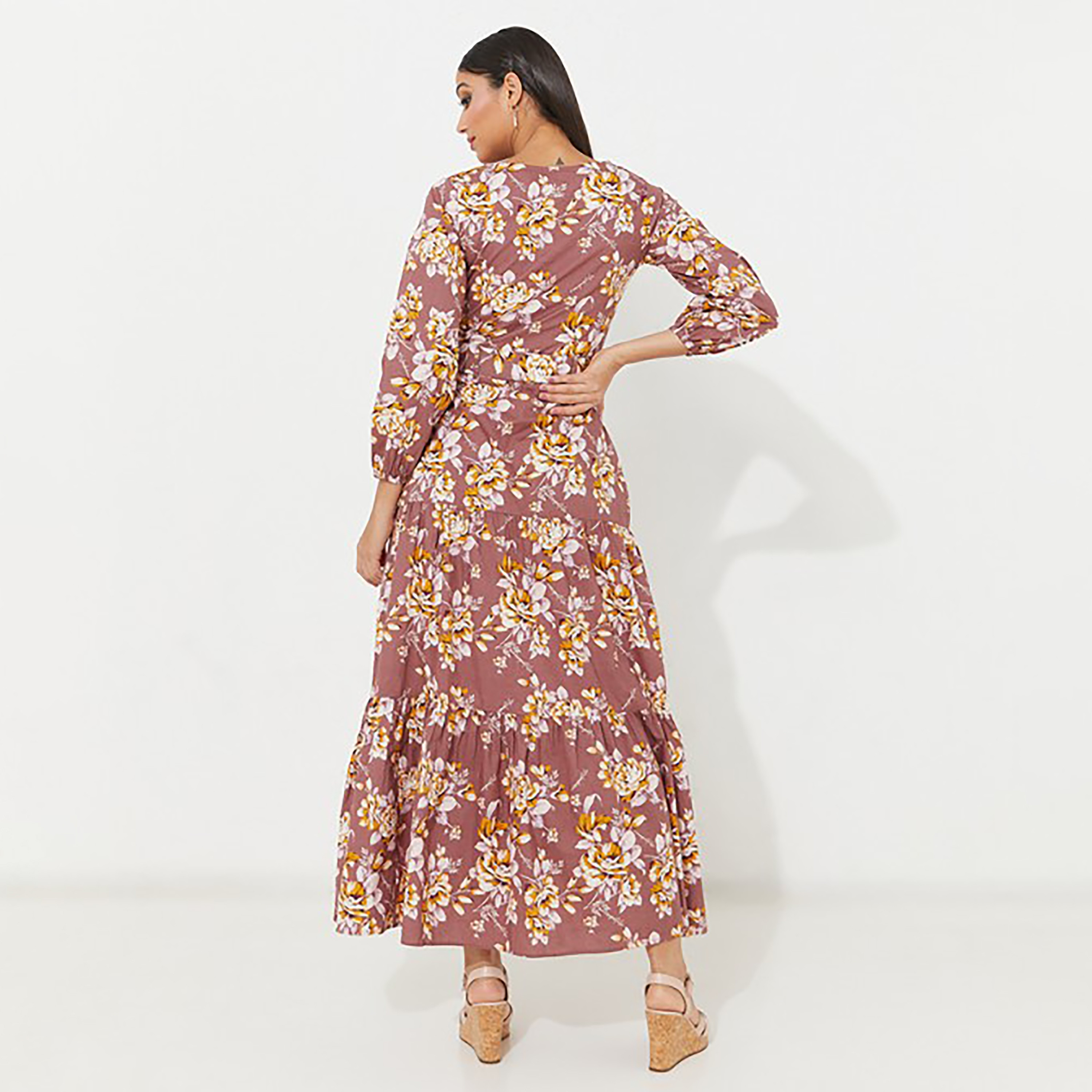 Aeropostale Floral V-Neck Belted Tiered Maxi Dress-women-clothing-dresses-image-4