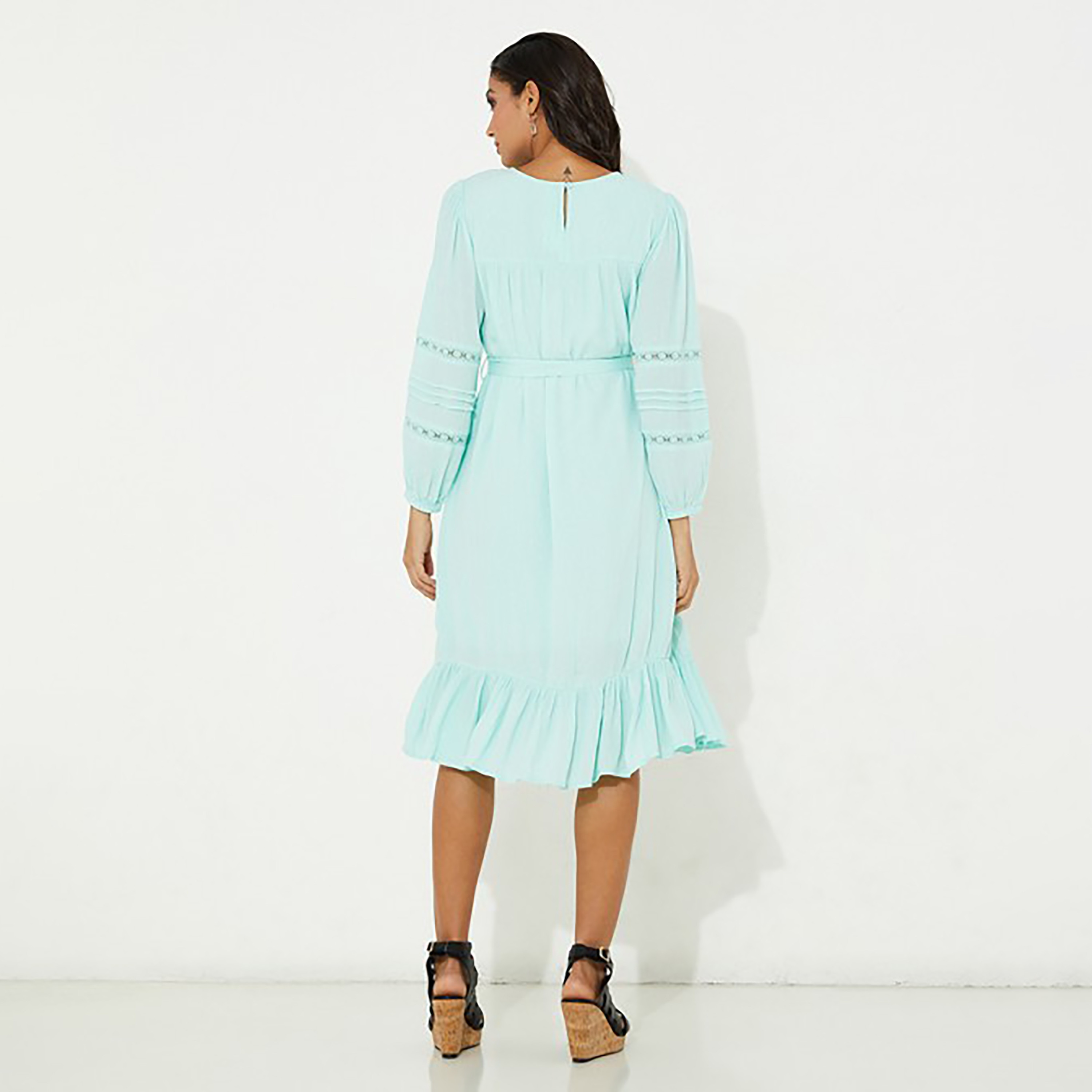 Aeropostale Plain Round Neck Pleated Knee Dress-women-clothing-dresses-image-4