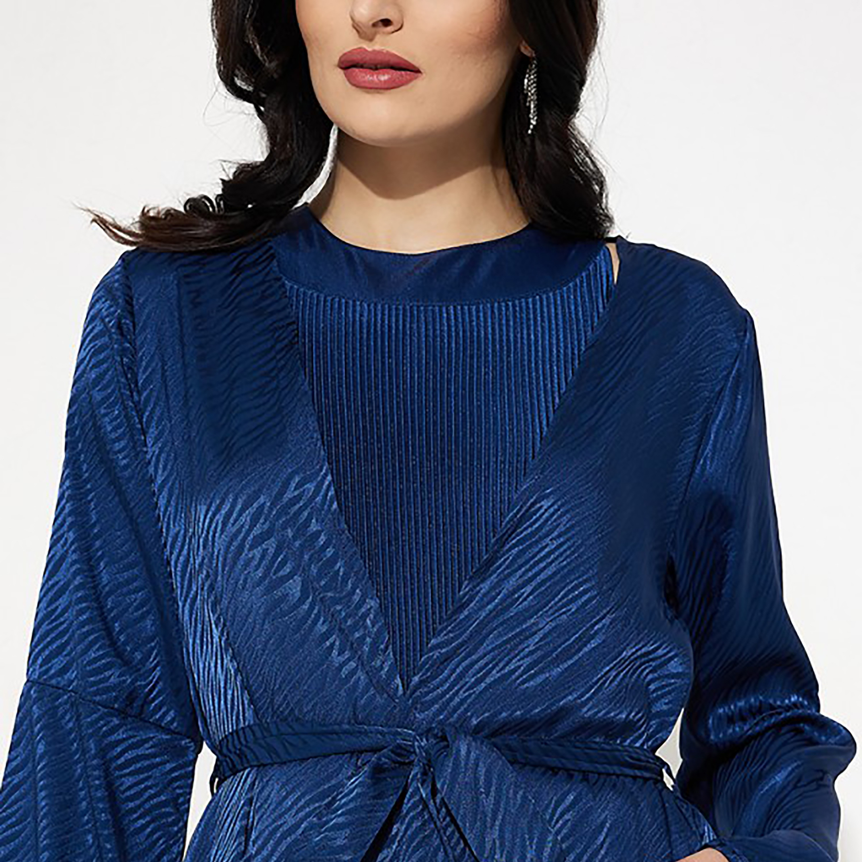 فستان متوسط الطول بحزام ورقبة دائرية بتصميم ذاتي من إيروبوستال-women-clothing-dresses-image-7