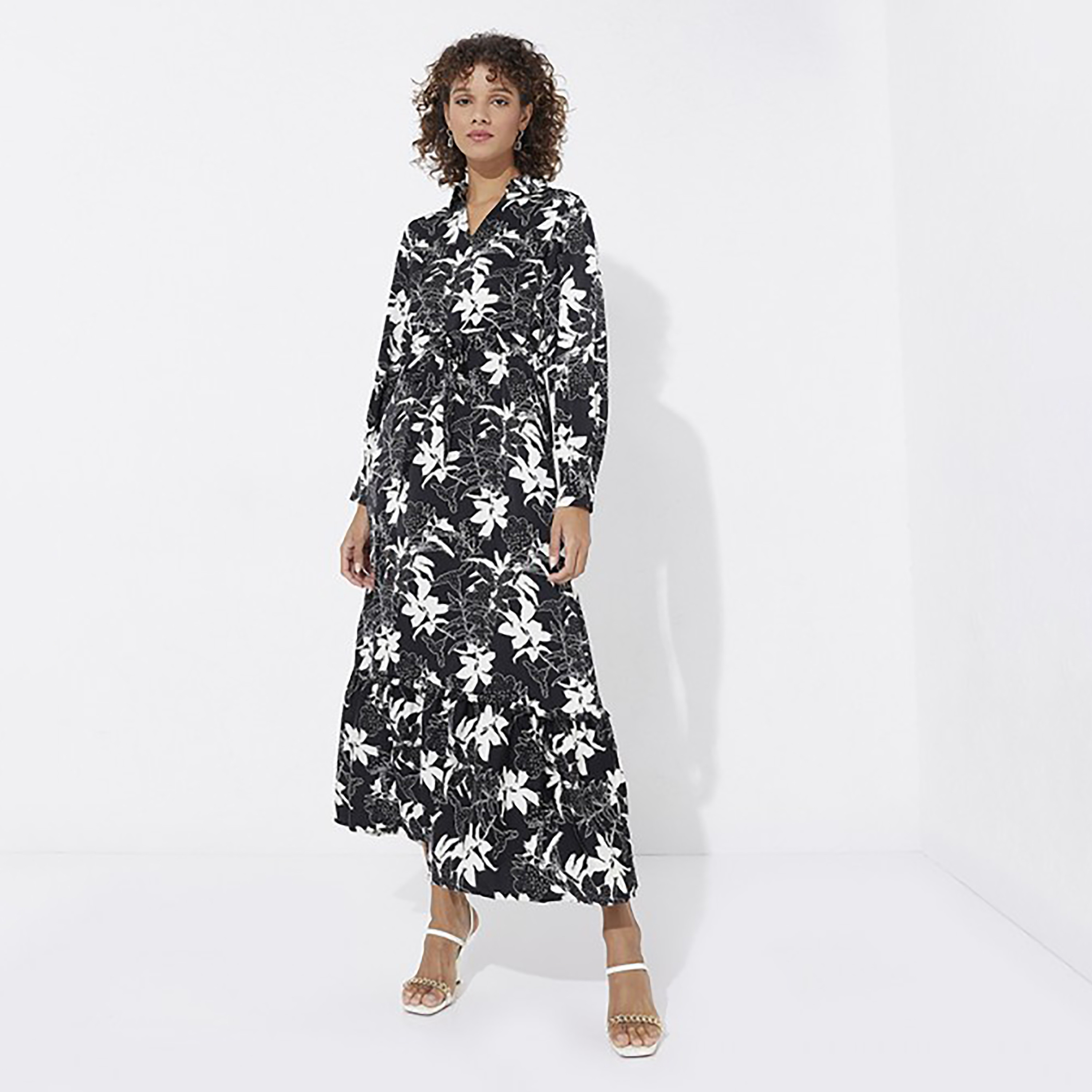 Aeropostale Printed Shirt Collar Maxi Dress-women-clothing-dresses-image-1