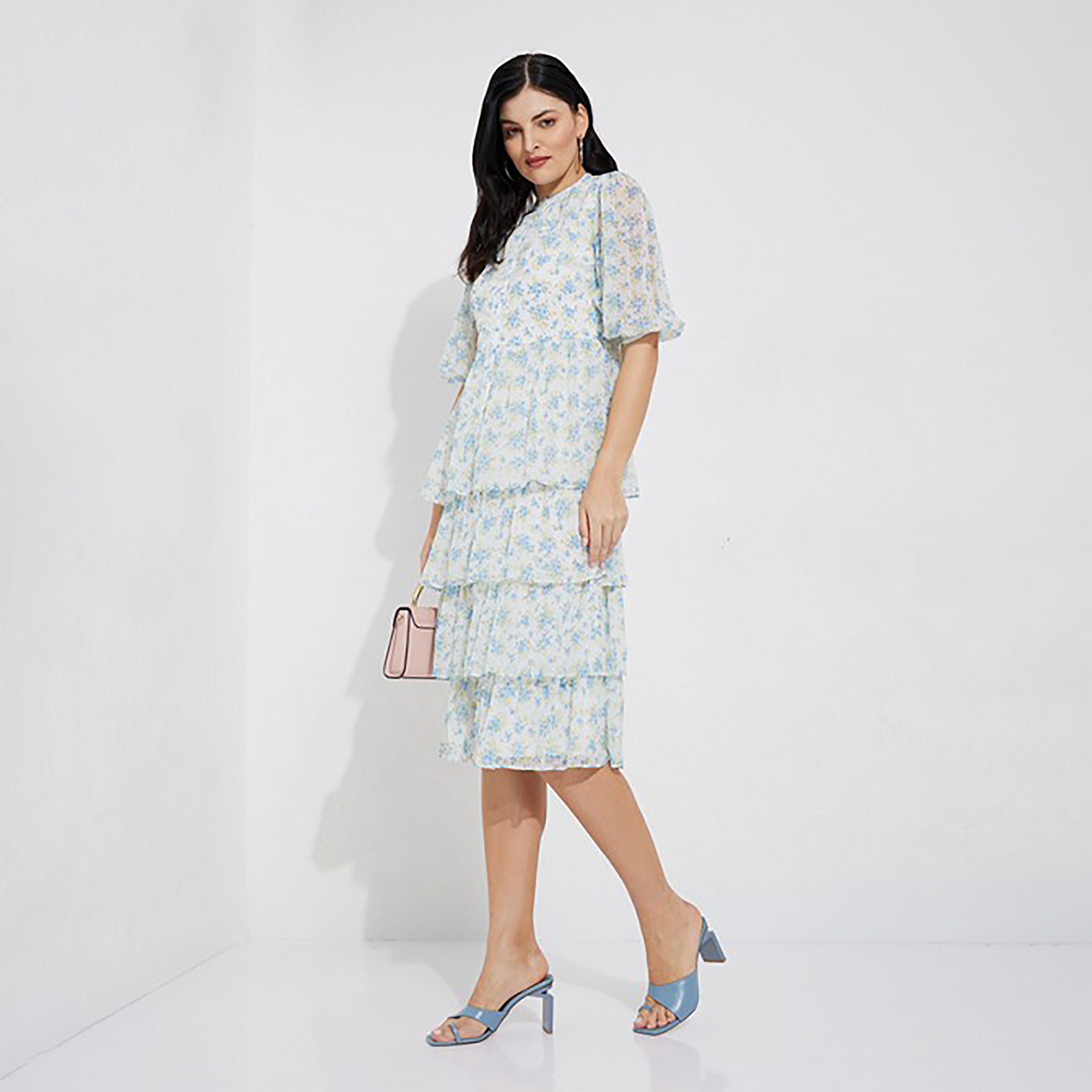 فستان بطول الركبة وياقة مندرين وطبعات مع طبقات من إيروبوستال-women-clothing-dresses-image-2