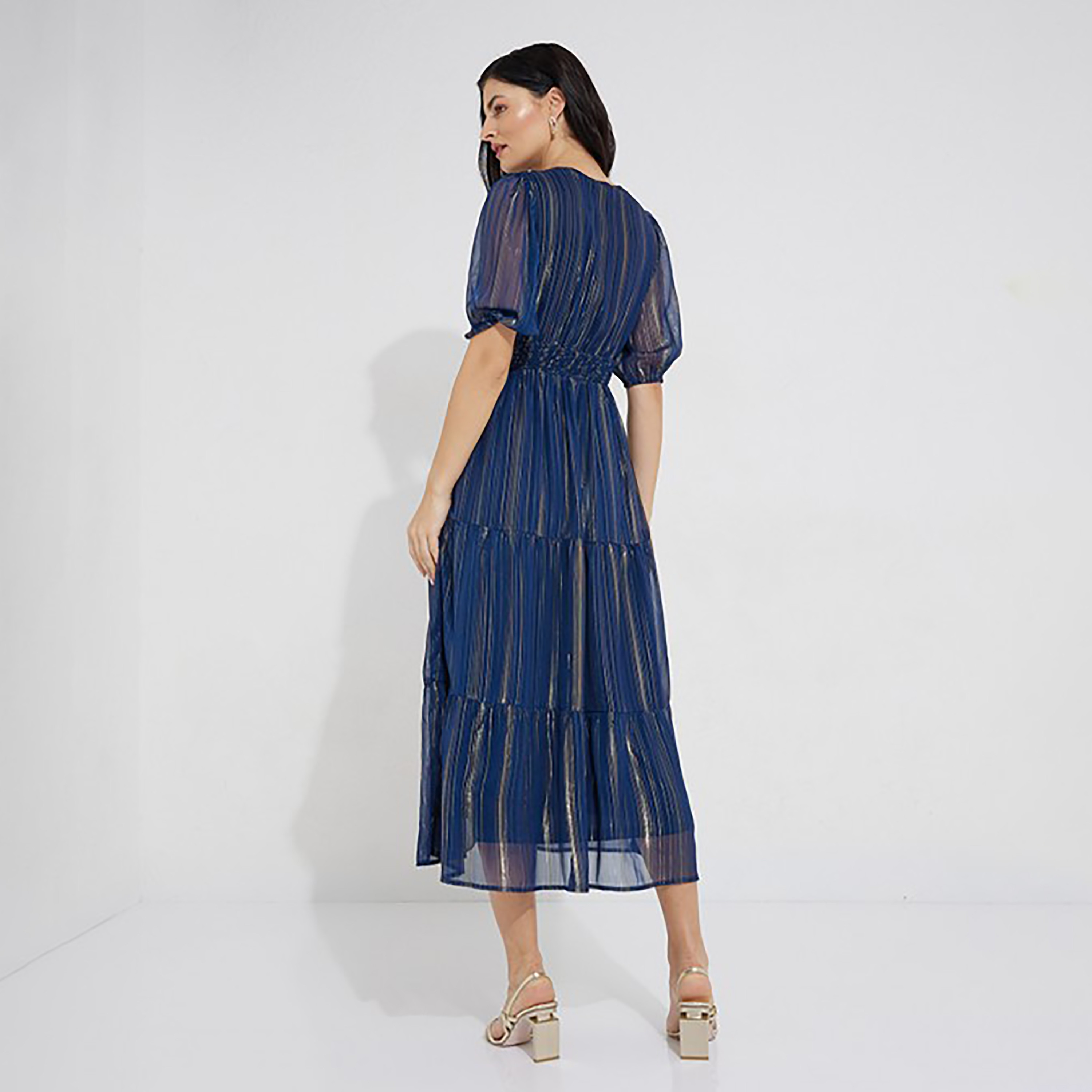 فستان ميدي بطبقات ورقبة كيهول مع مخطط من إيروبوستال-women-clothing-dresses-image-4