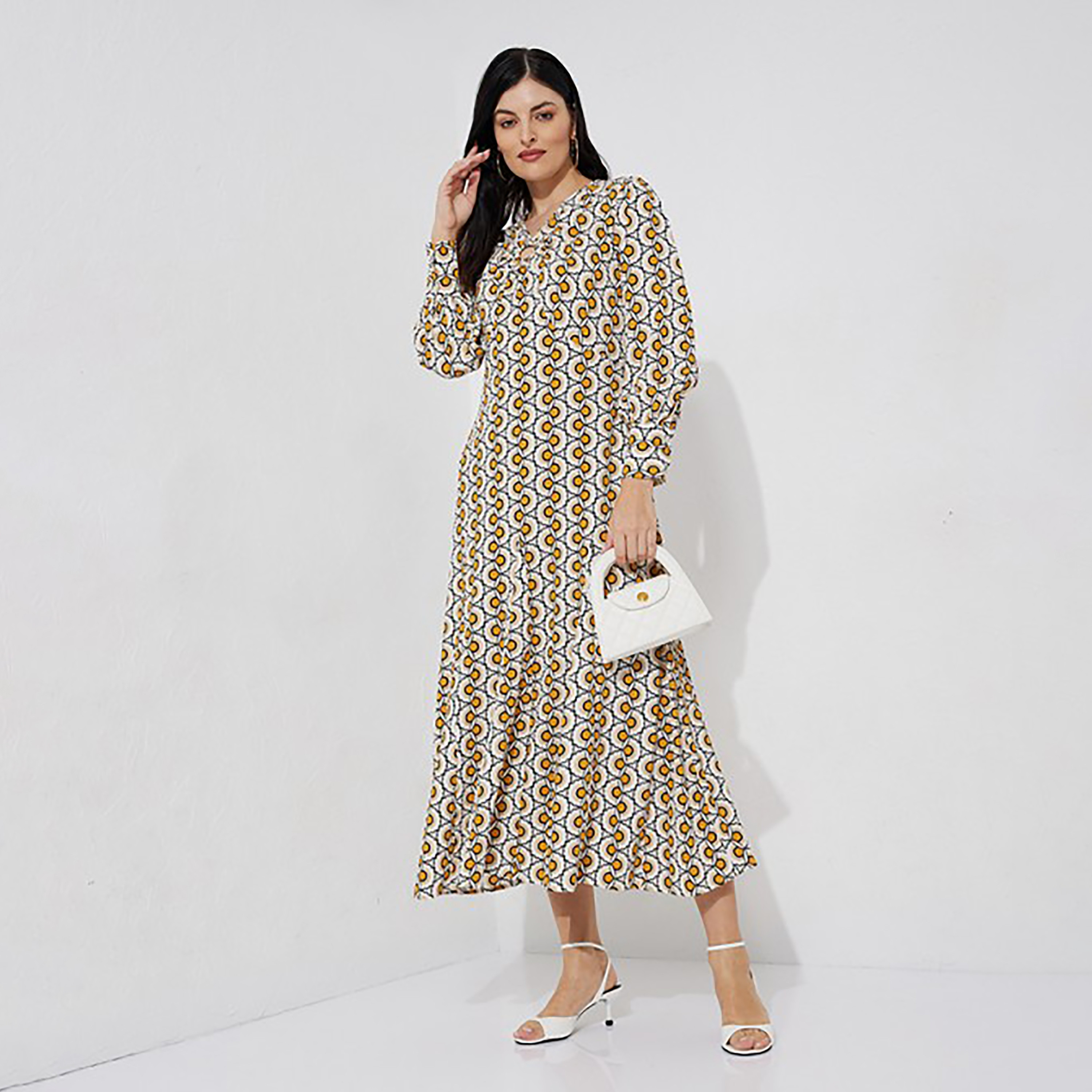 Aeropostale Printed V-Neck A-Line Midi Dress-women-clothing-dresses-image-2
