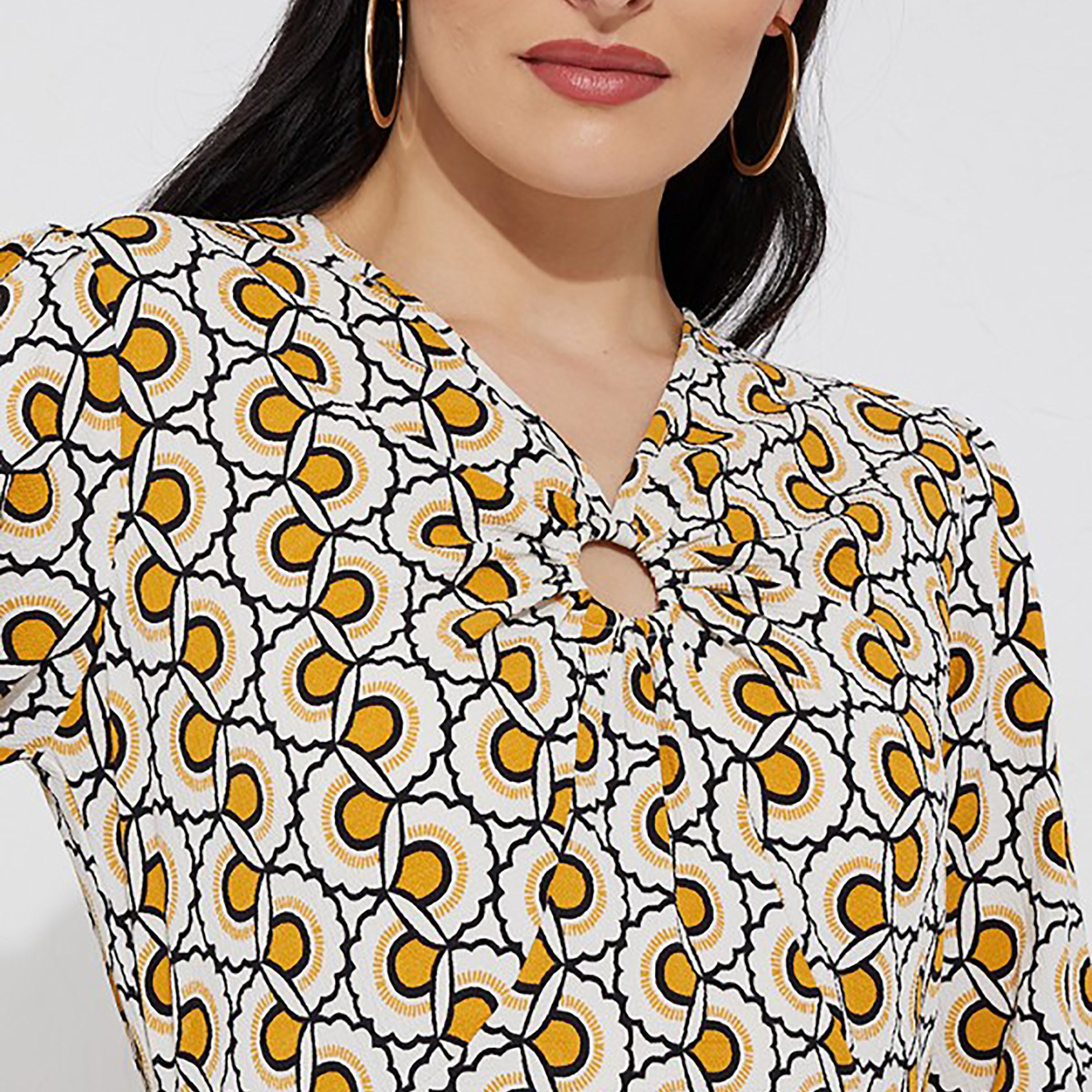 فستان ميدي ذو إيه لاين بياقة على شكل فى من إيروبوستال مع طبعات-women-clothing-dresses-image-3