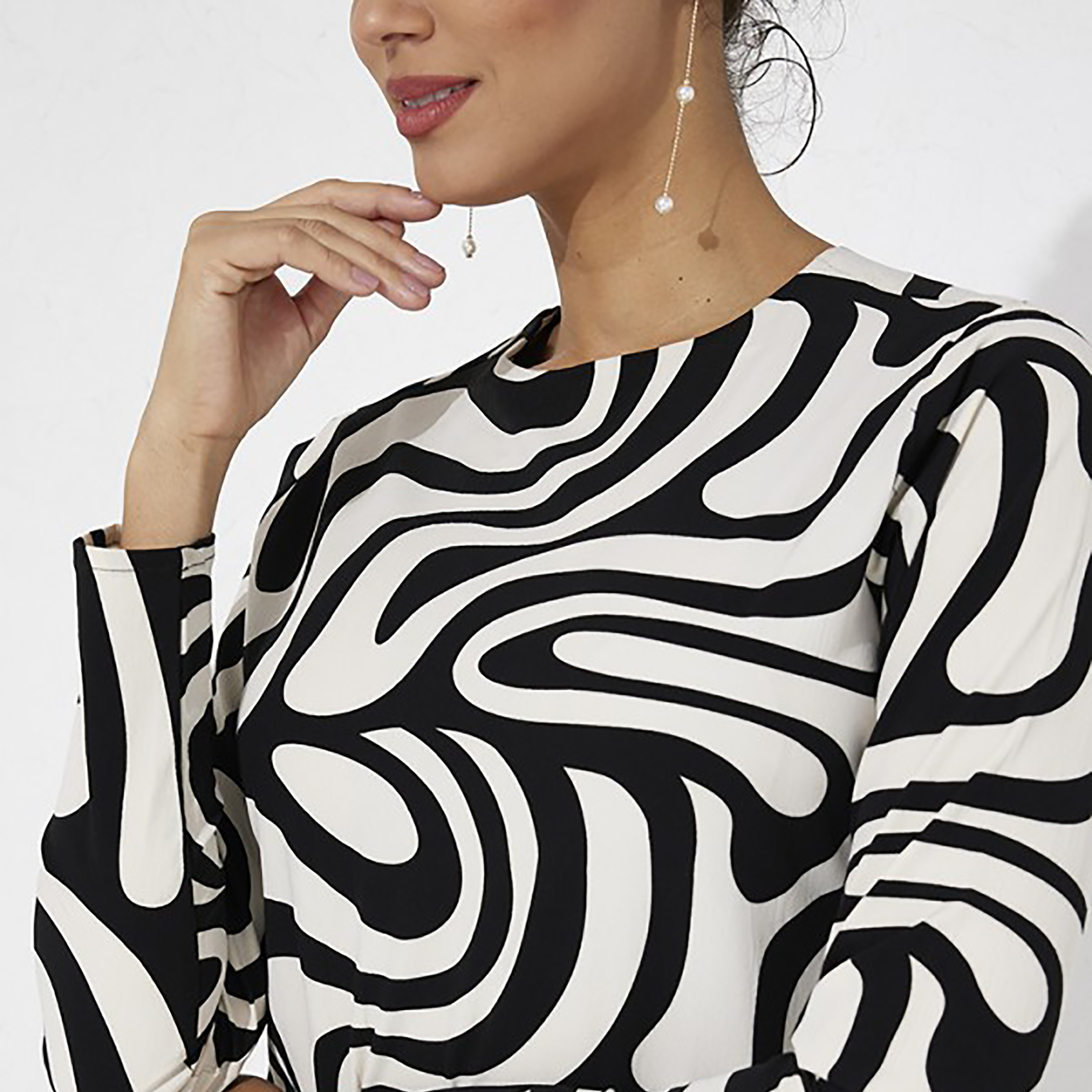 Aeropostale Printed Round Neck Straight Midi Dress-women-clothing-dresses-image-3
