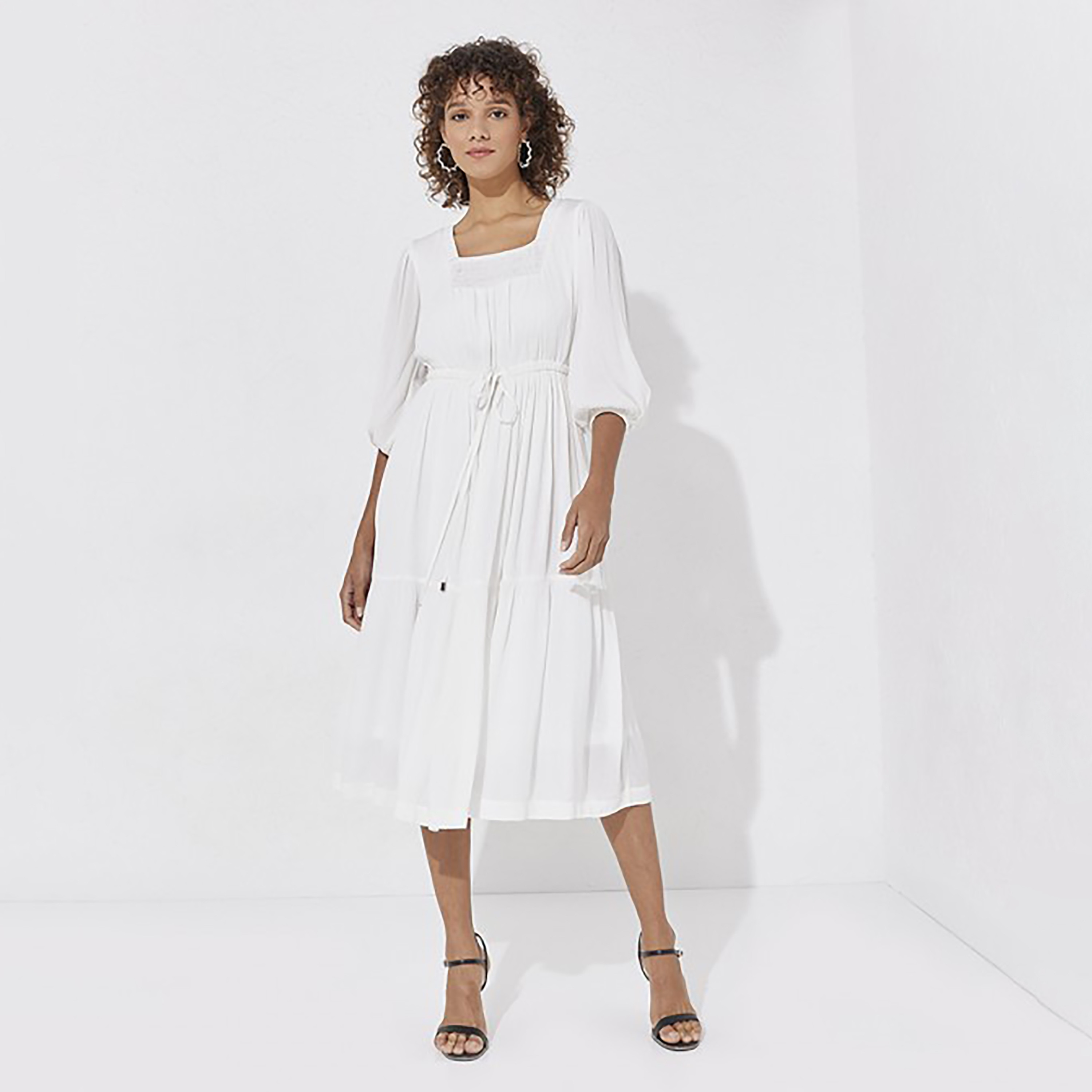 Aeropostale Textured Square Neck Tiered Midi Dress-women-clothing-dresses-image-1