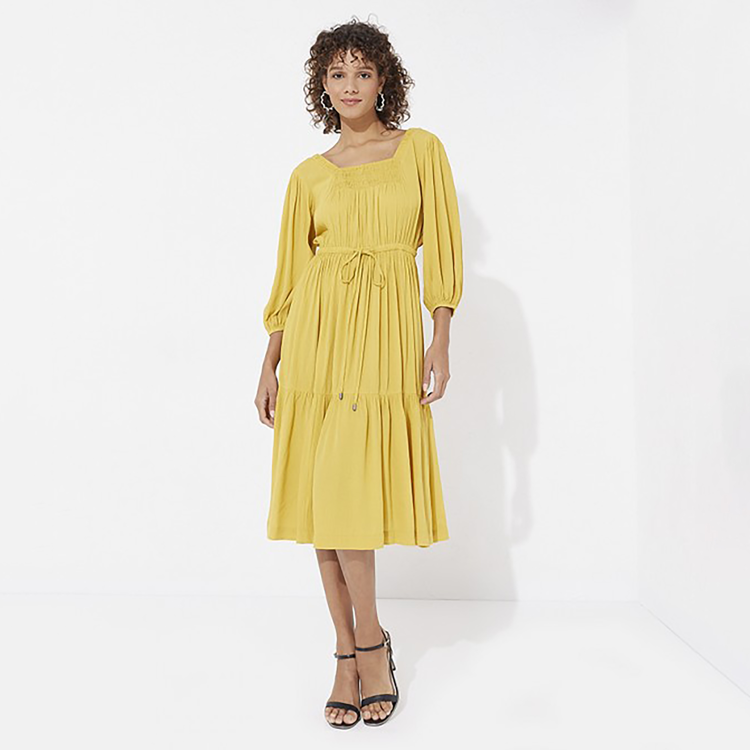 Aeropostale Textured Square Neck Tiered Midi Dress-women-clothing-dresses-image-5