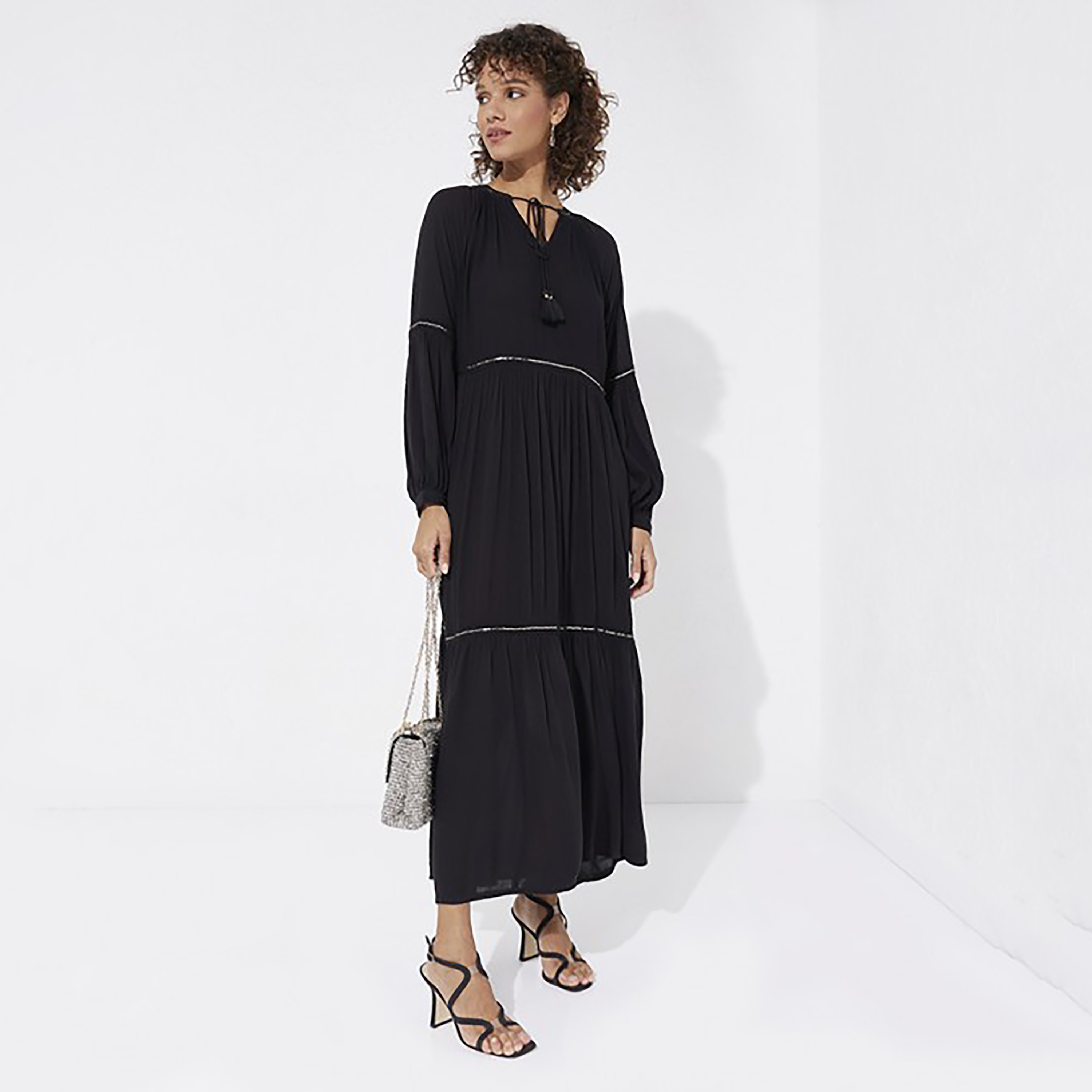 Aeropostale Sequins Tie Neck Tiered Maxi Dress-women-clothing-dresses-image-2