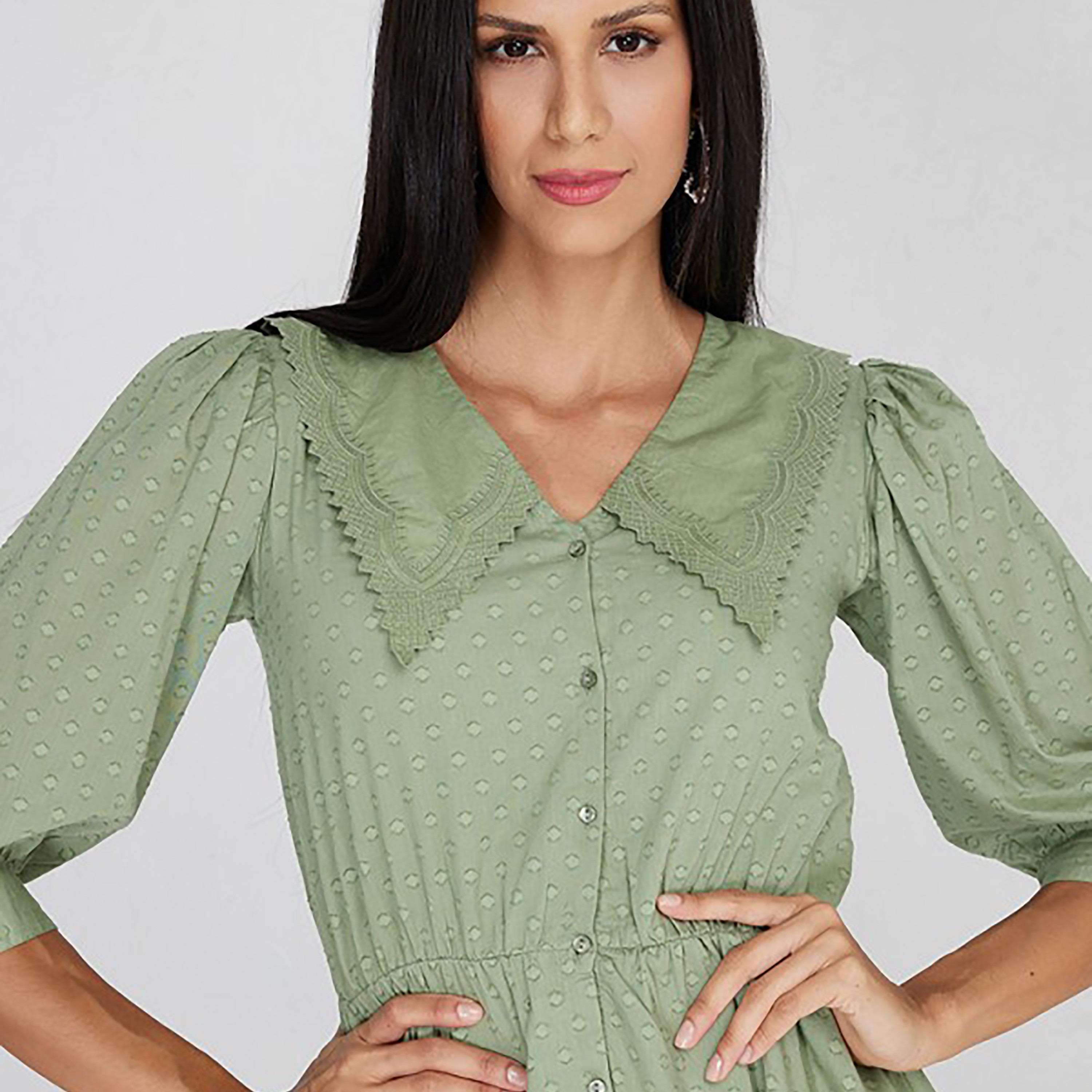 فستان قميص نسائي صغير من إيروبوستيل بتصميم ذاتي ومطرز بياقة وأكمام منتفخة-women-clothing-dresses-image-6