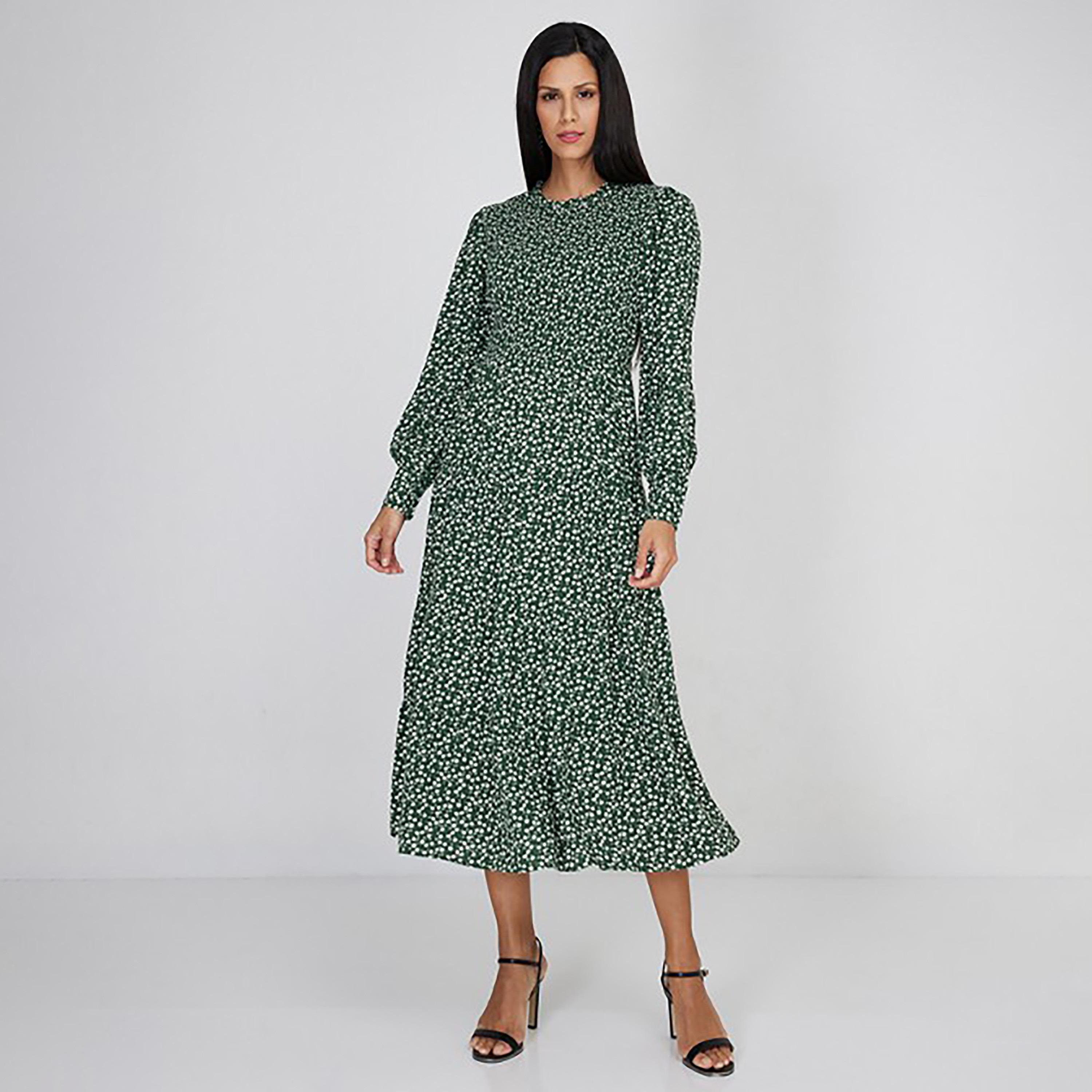 فستان ميدي واسع برقبة دائرية وطبعات كاملة من إيروبوستال-women-clothing-dresses-image-1