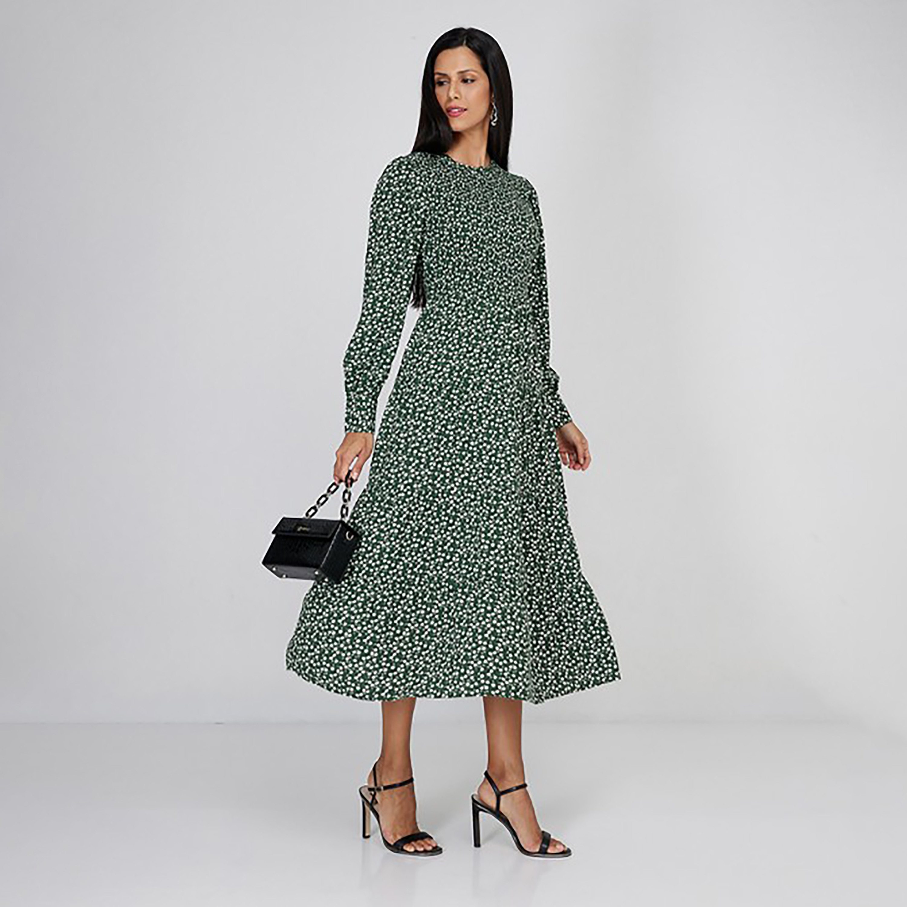 فستان ميدي واسع برقبة دائرية وطبعات كاملة من إيروبوستال-women-clothing-dresses-image-2